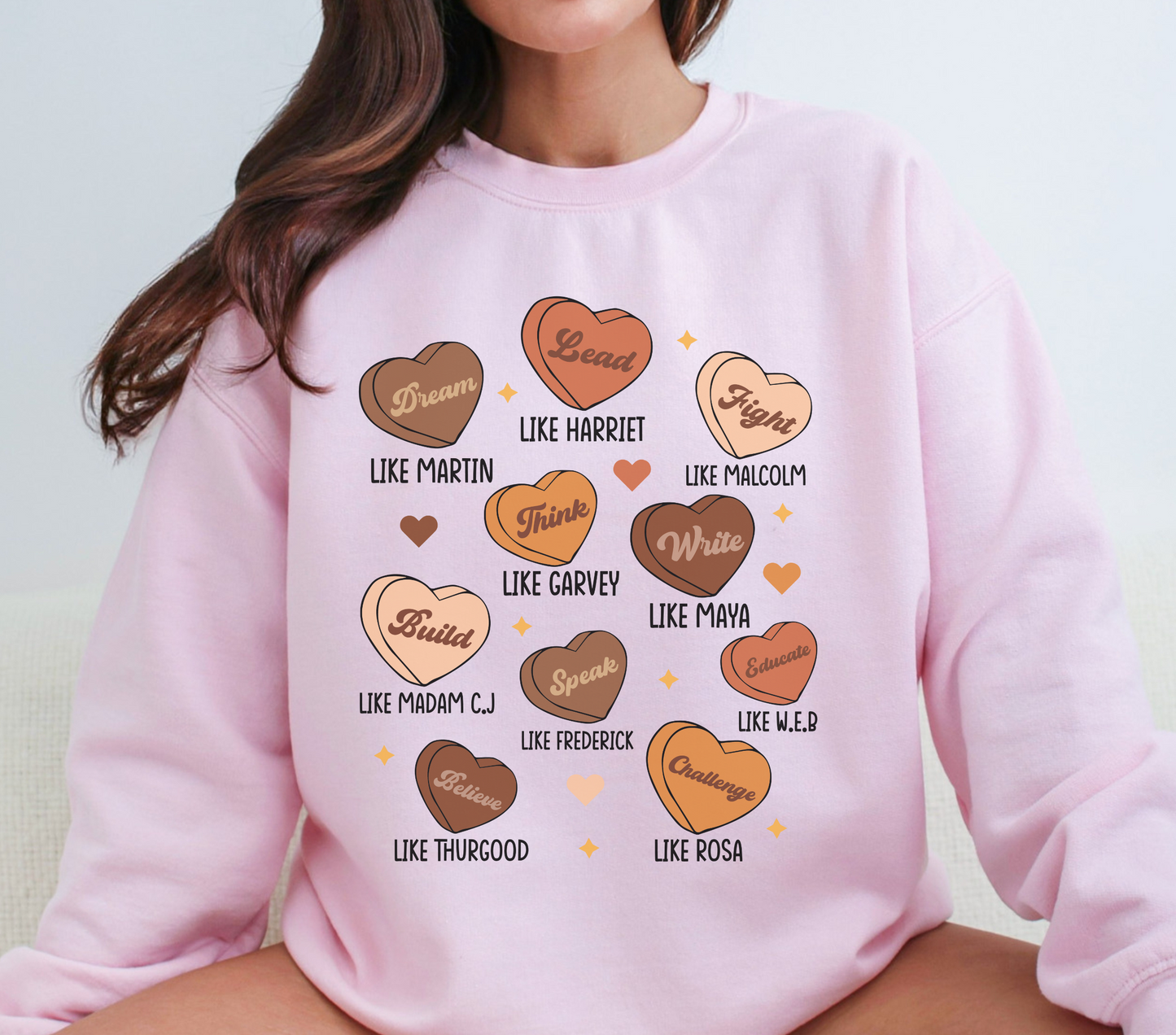 Black History Month Valentine Hearts Teacher Crewneck