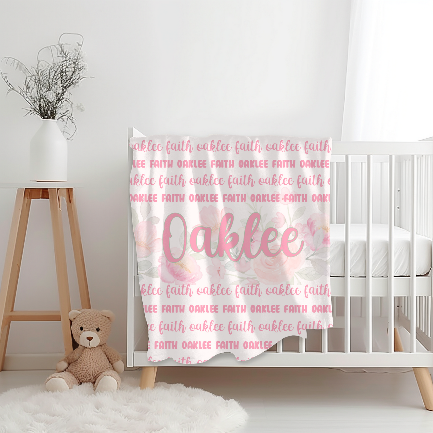 Custom Name Blanket - Peony Floral