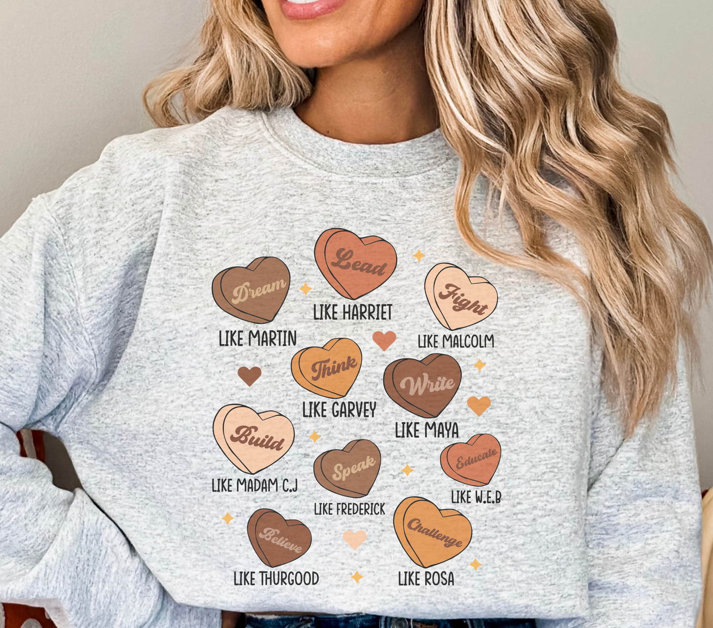 Black History Month Valentine Hearts Teacher Crewneck