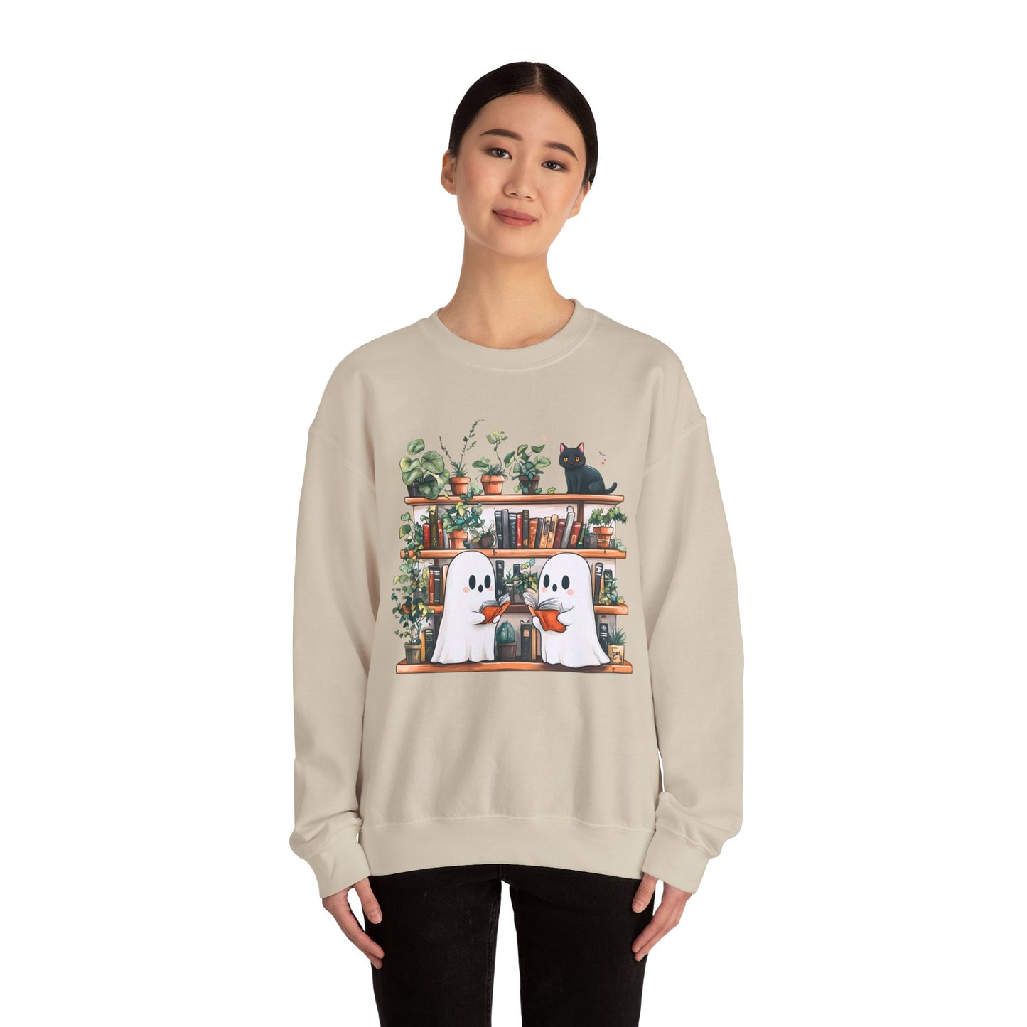 Bookish Ghosts and Black Cat Crewneck