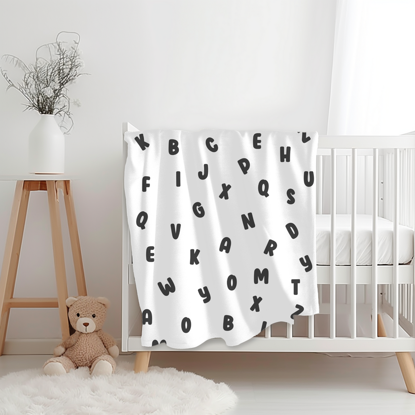 Alphabet Blanket - Black and White