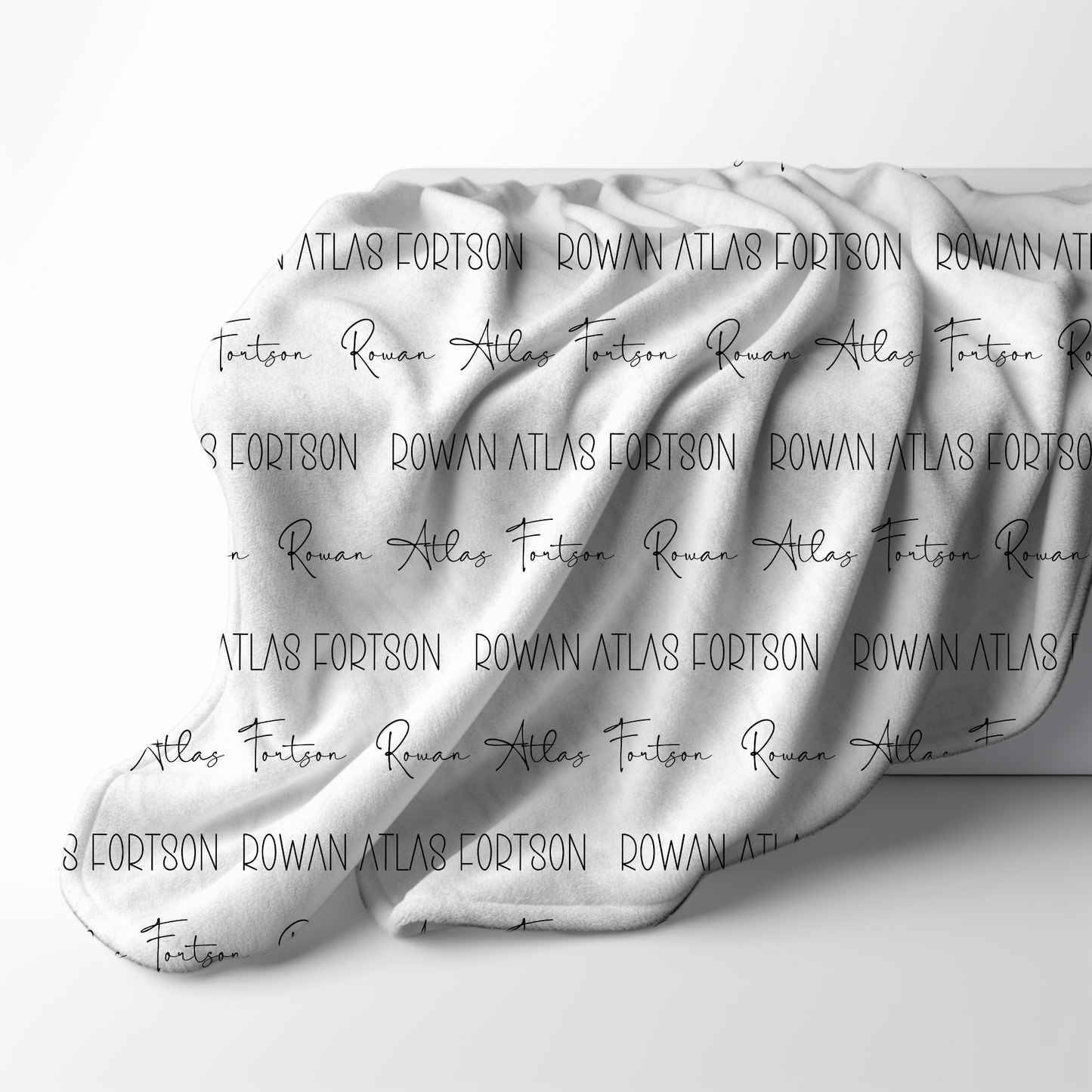 Custom Name Baby Blanket - Minimalist Black and White