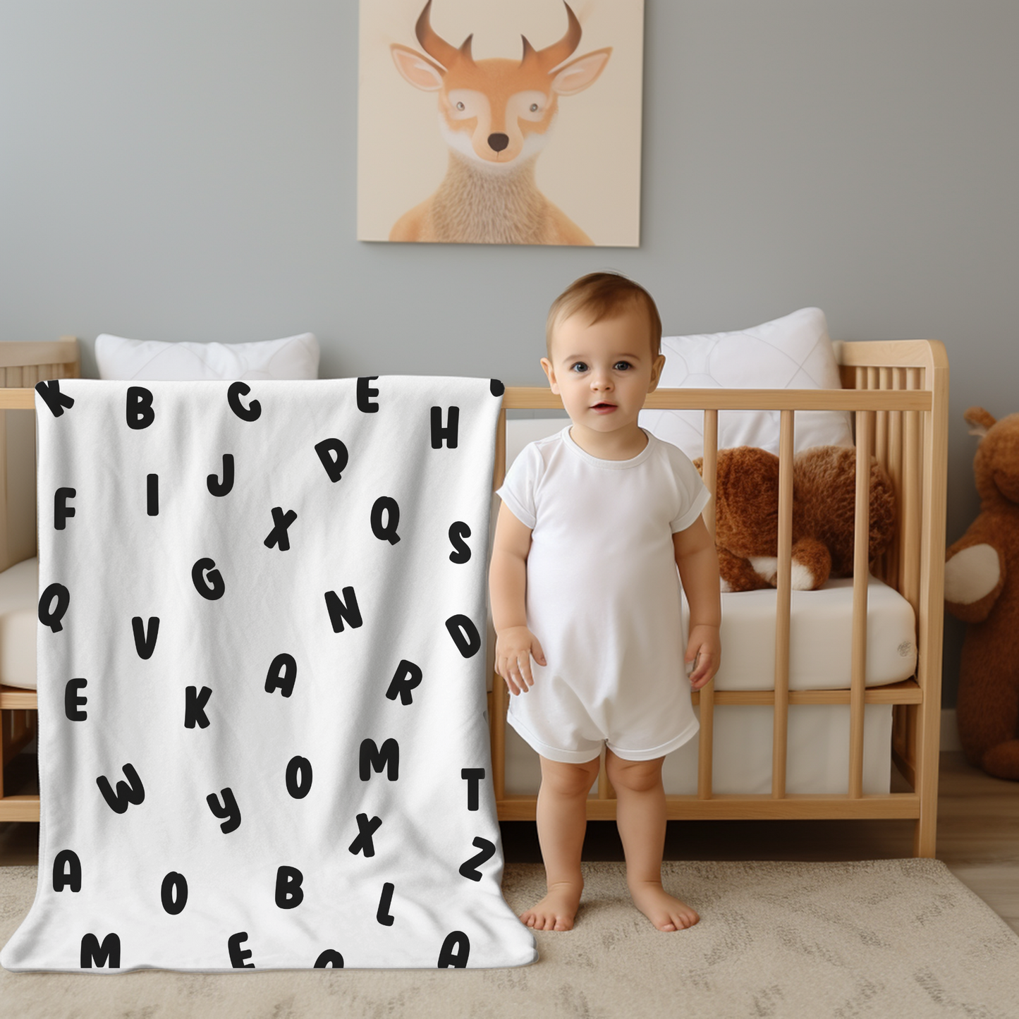 Alphabet Blanket - Black and White