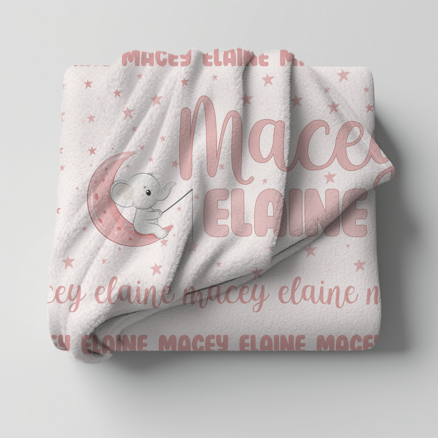 Custom Name Blanket - Girl Elephant Moon