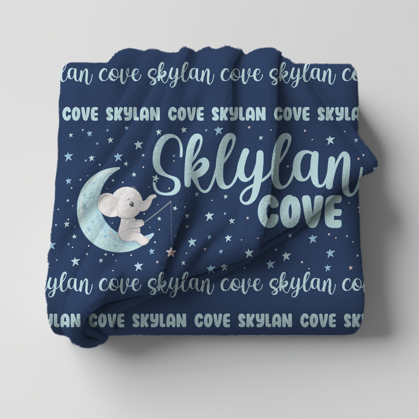 Custom Name Blanket - Boy Elephant Moon