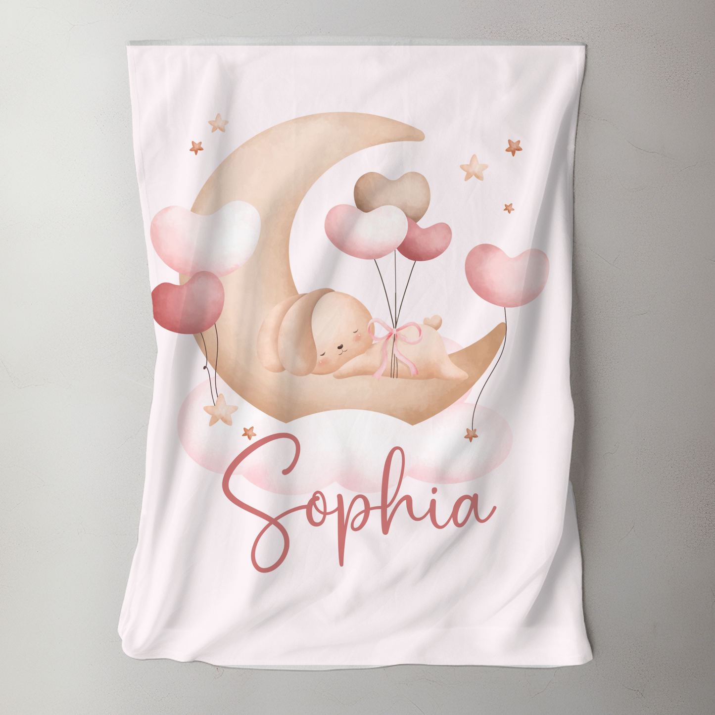 Custom Name Baby Blanket - Bunny Moon