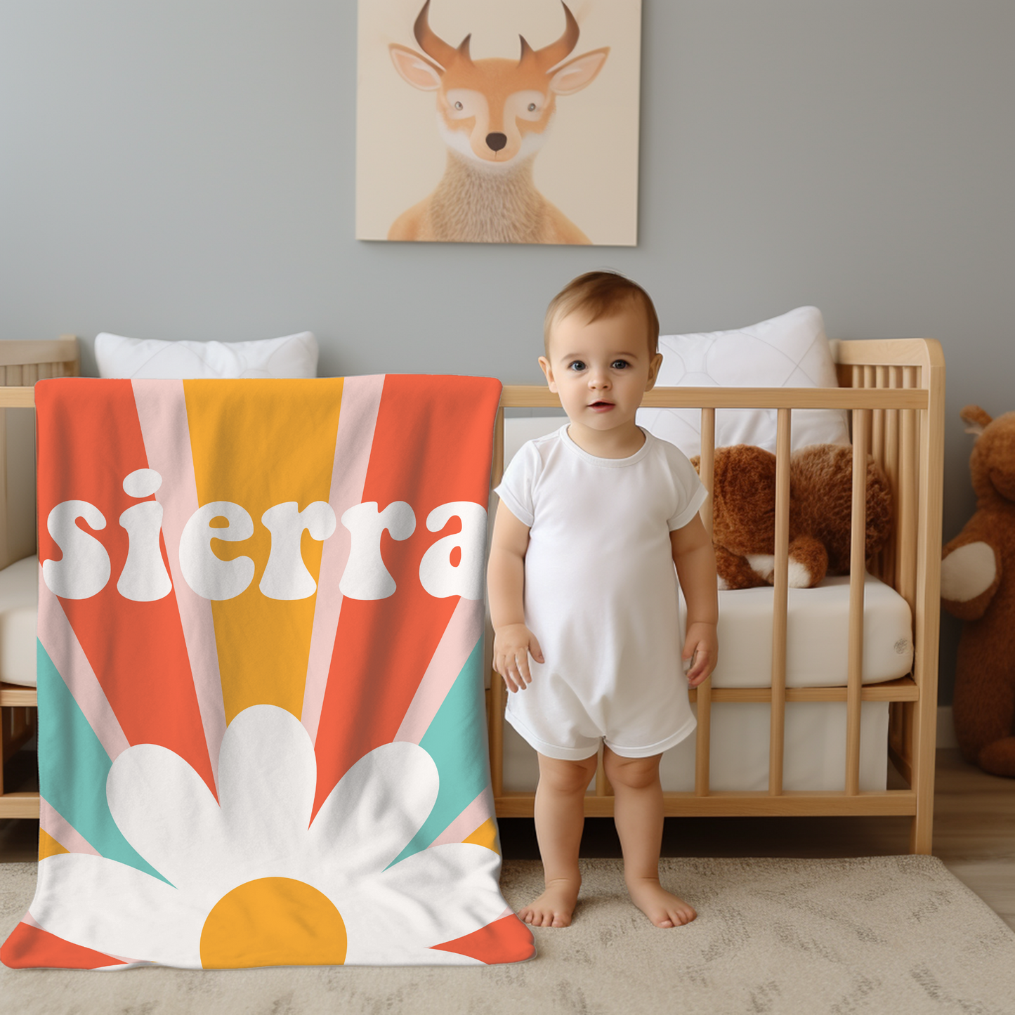 Custom Name Blanket - Groovy Retro Girl