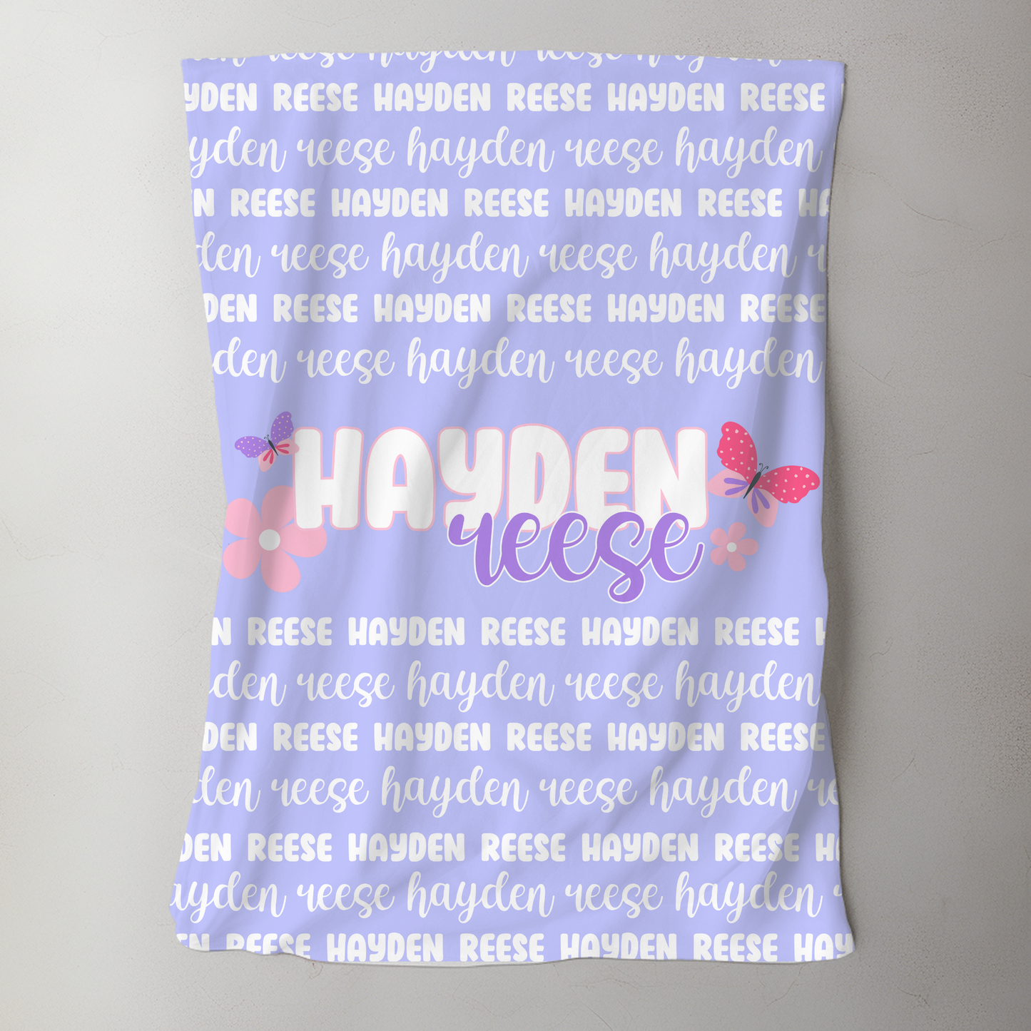 Custom Name Baby Blanket - Spring Butterfly
