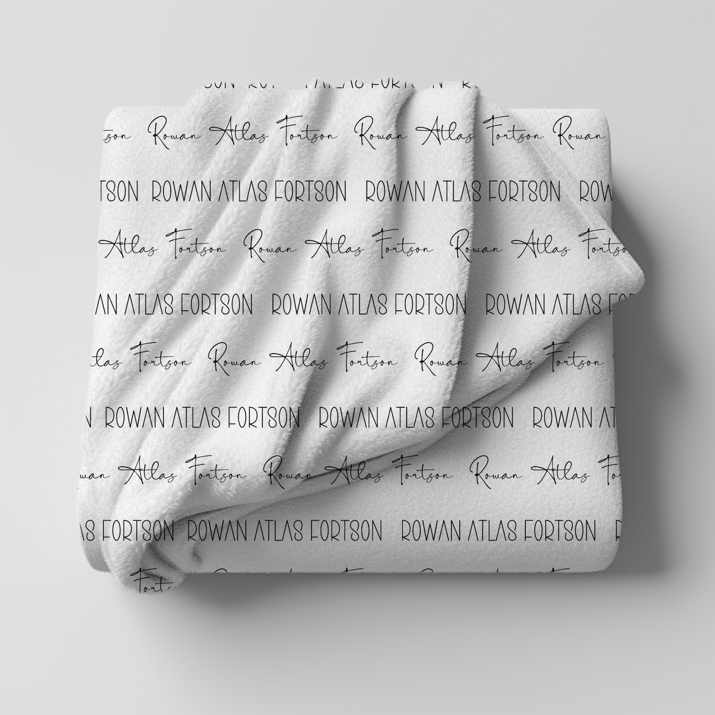 Custom Name Baby Blanket - Minimalist Black and White