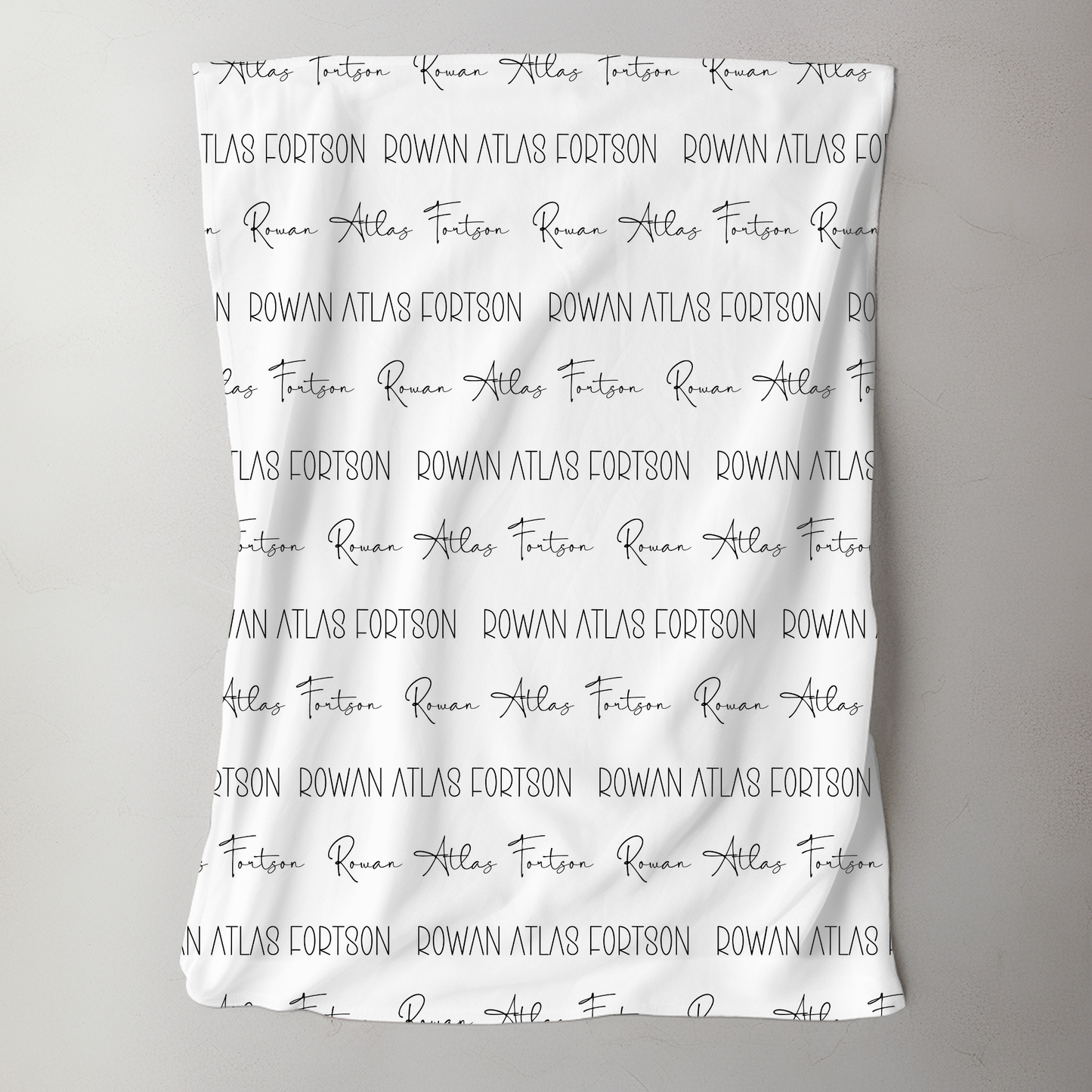 Custom Name Baby Blanket - Minimalist Black and White