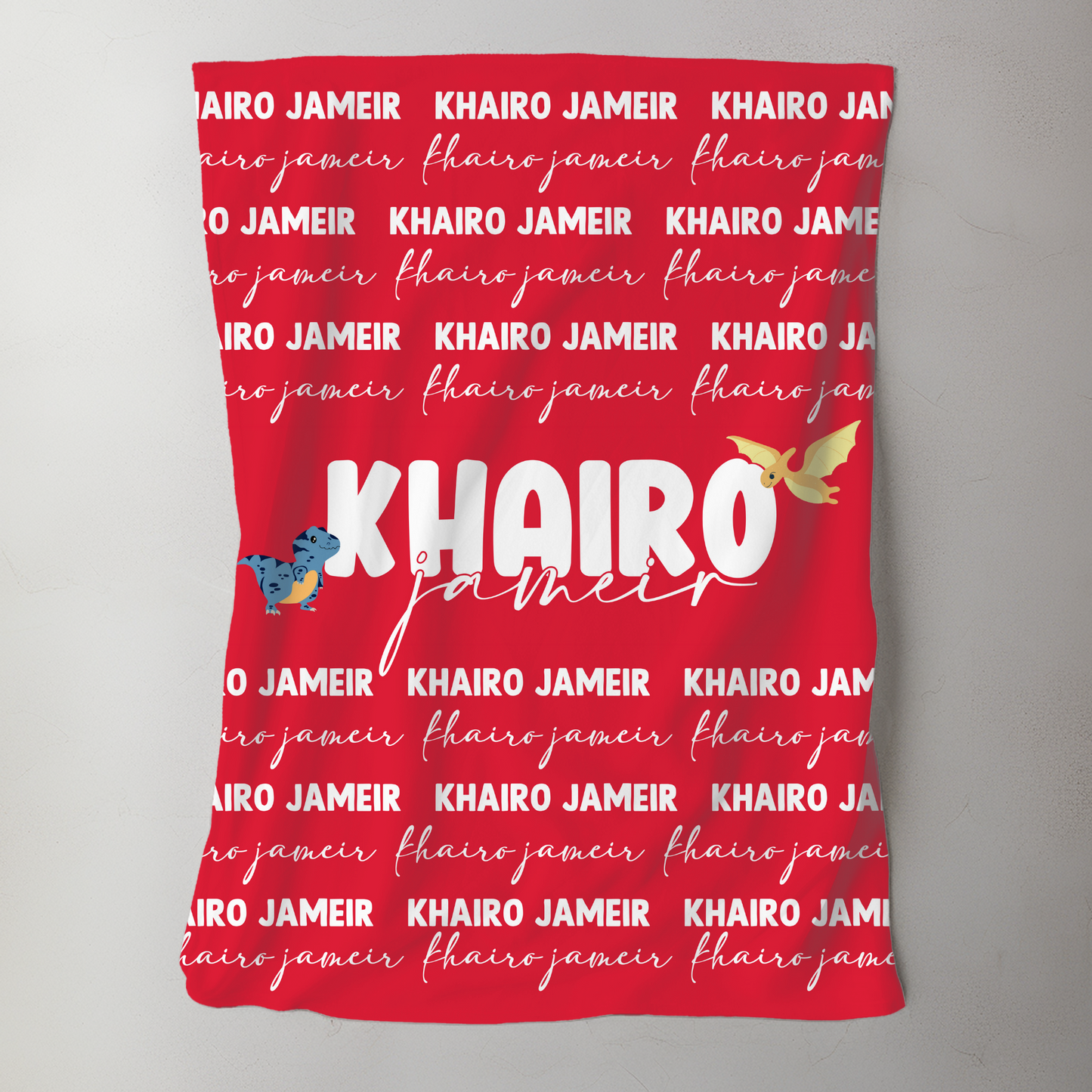 Custom Name Baby Blanket - Dinosaurs