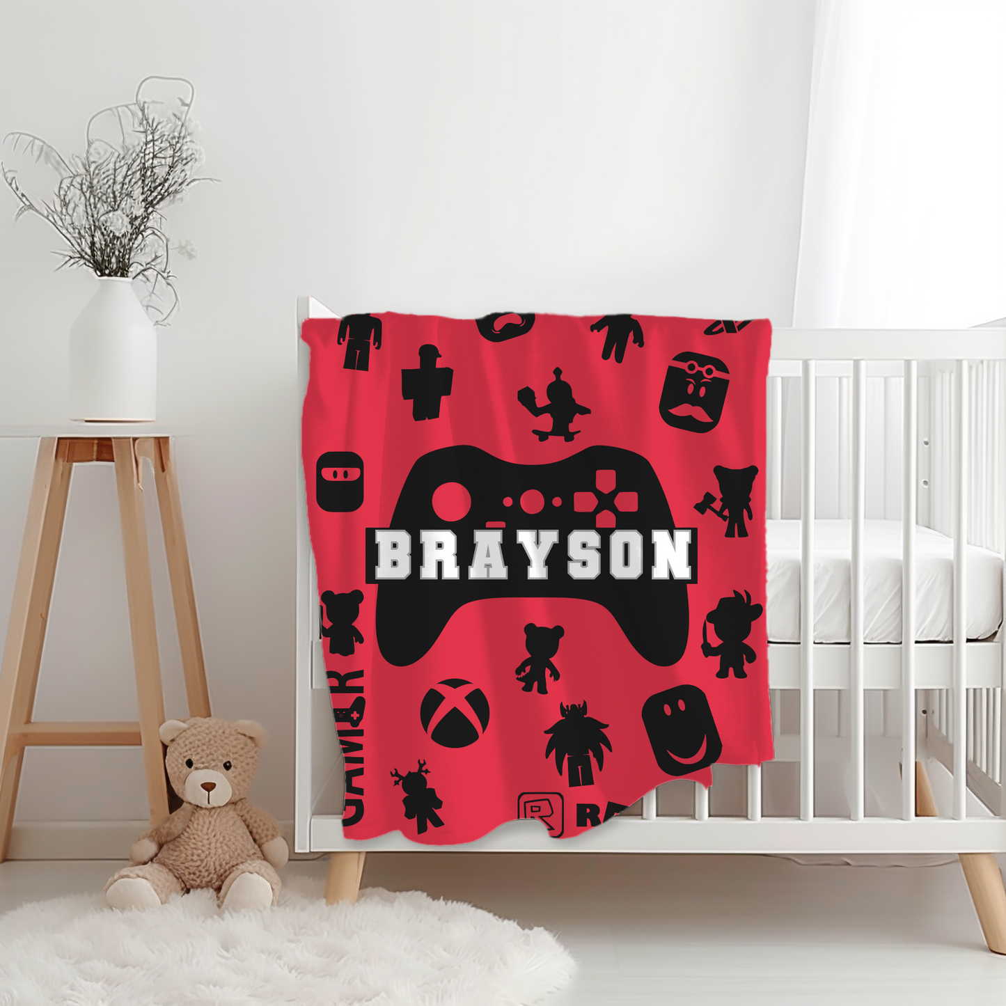 Custom Name Baby Blanket - Gamer