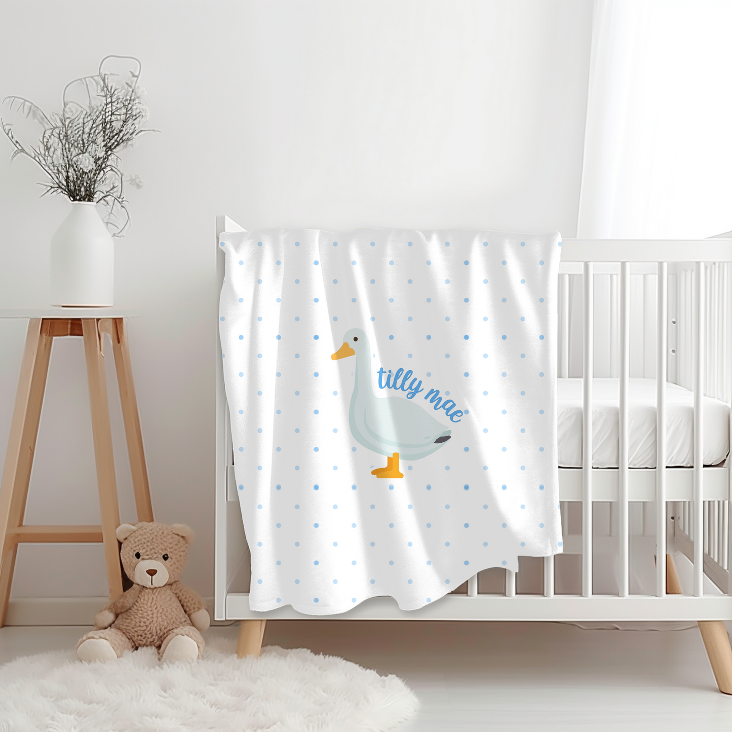 Custom Name Blanket - Polka Dot Goose