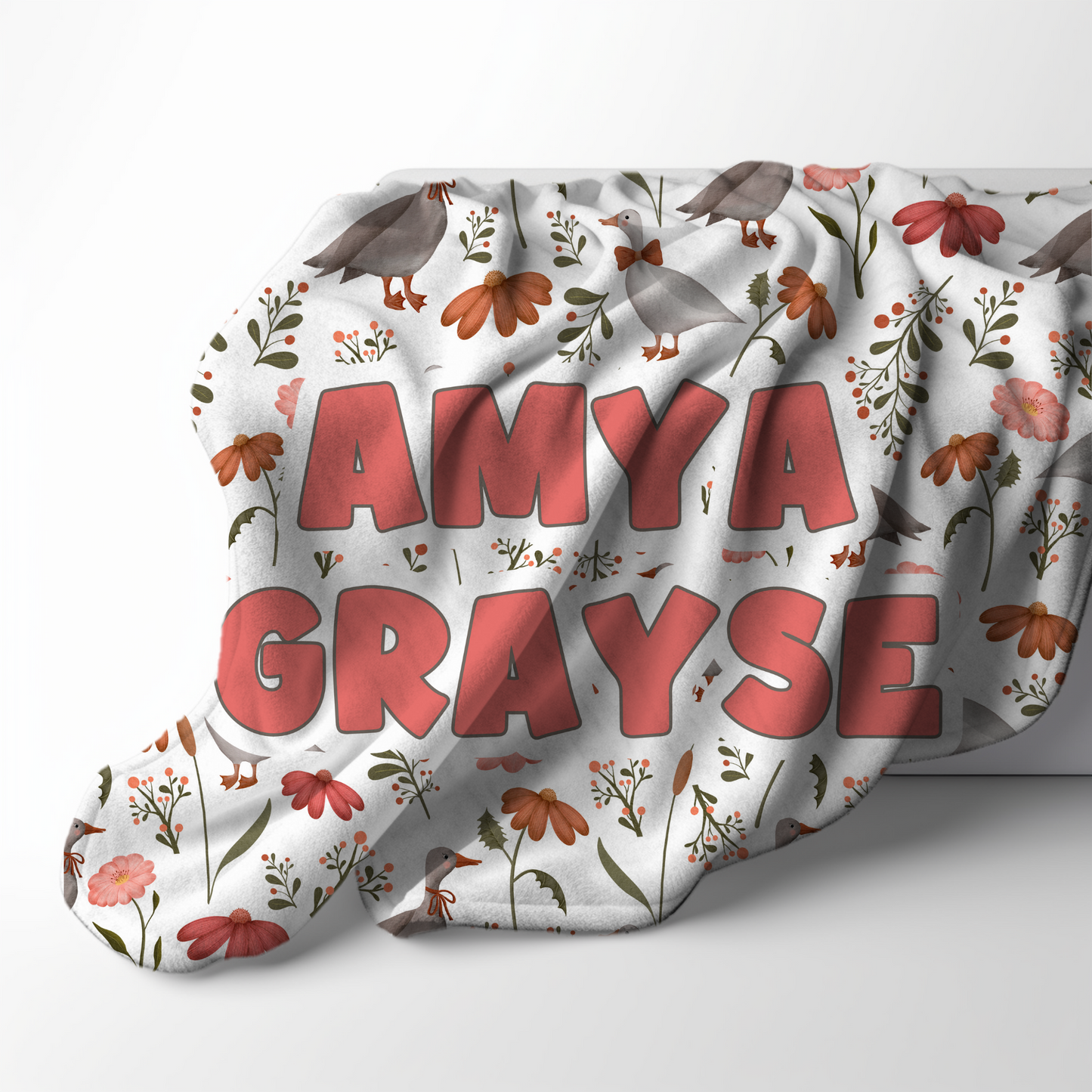 Custom Name Baby Blanket - Farmhouse Goose