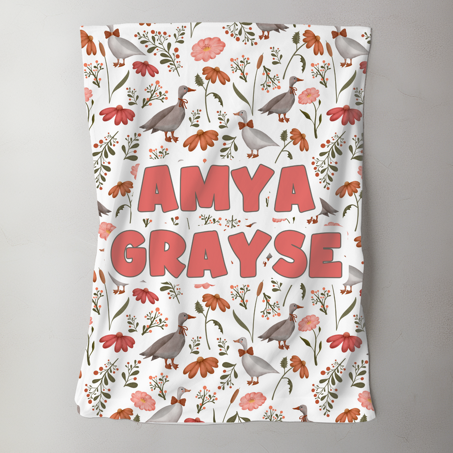 Custom Name Baby Blanket - Farmhouse Goose