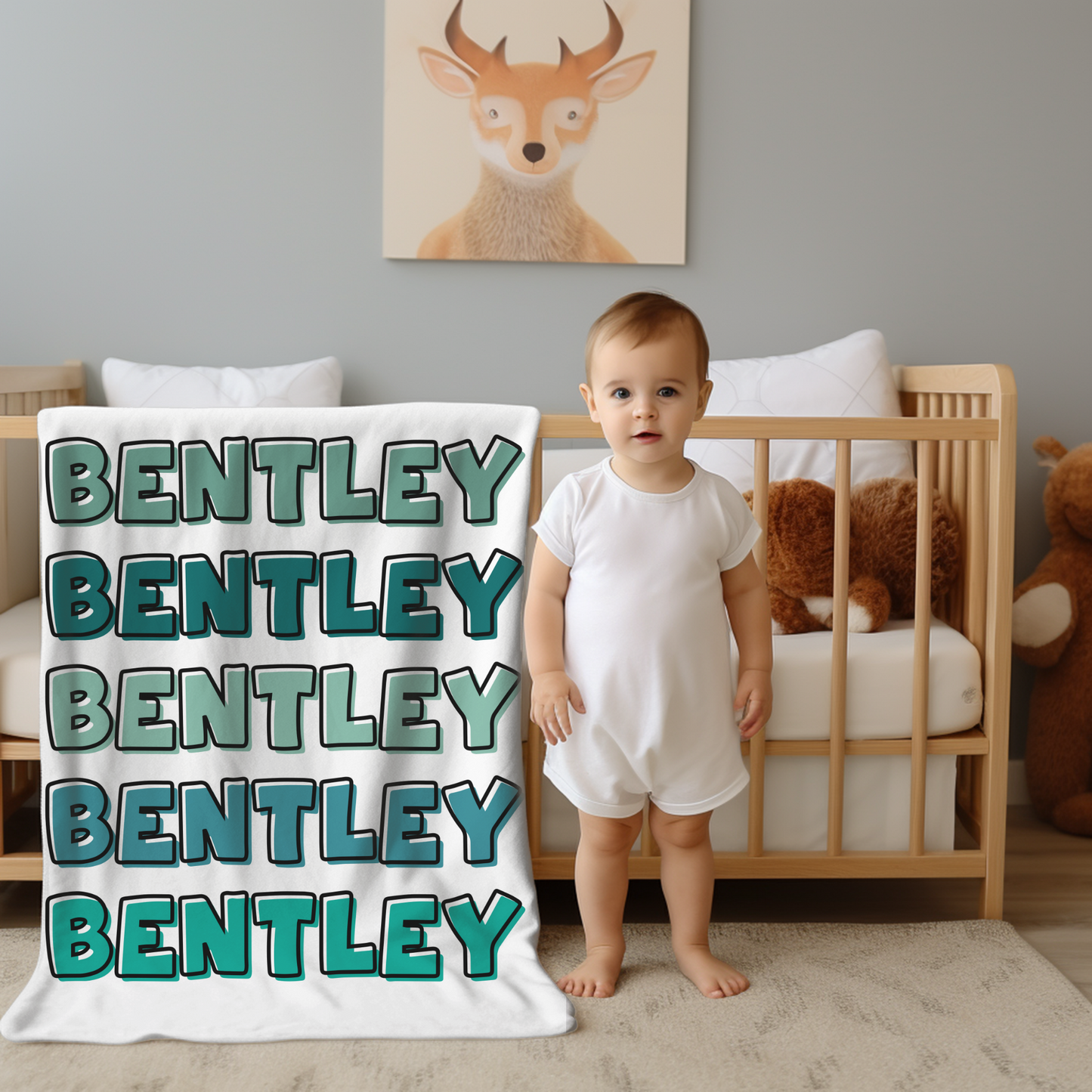 Custom Name Blanket - Teal Name