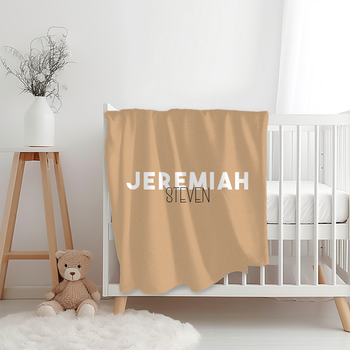 Custom Name Baby Blanket - Camel