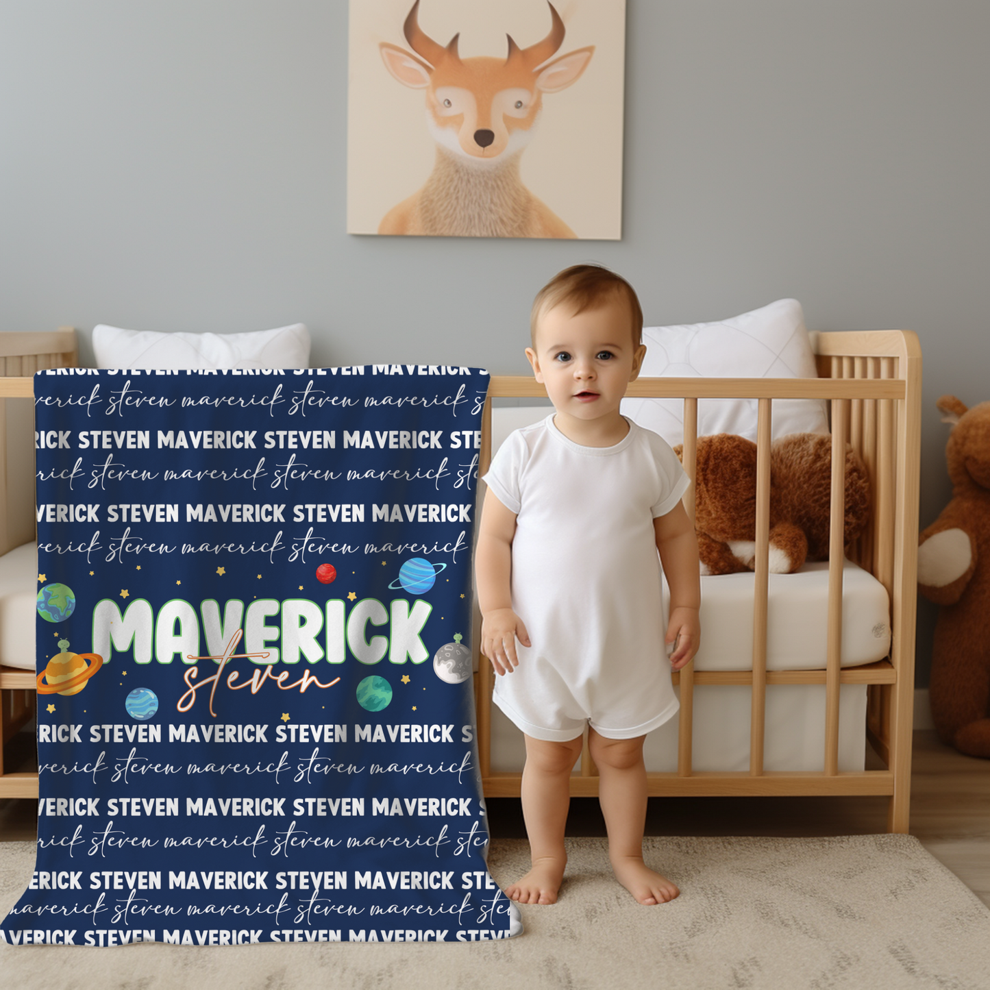 Custom Name Baby Blanket - Outer Space