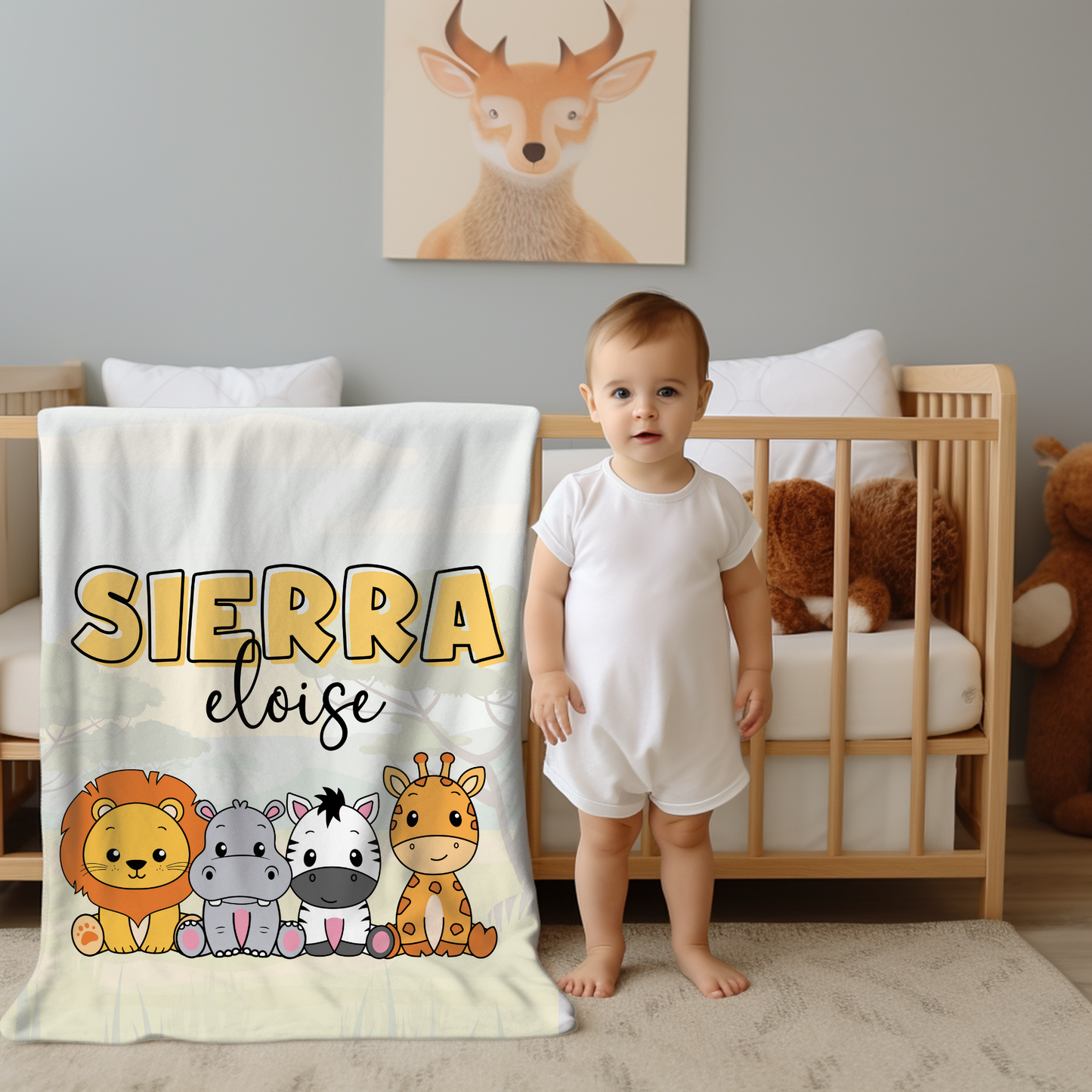 Custom Name Baby Blanket - Safari Name