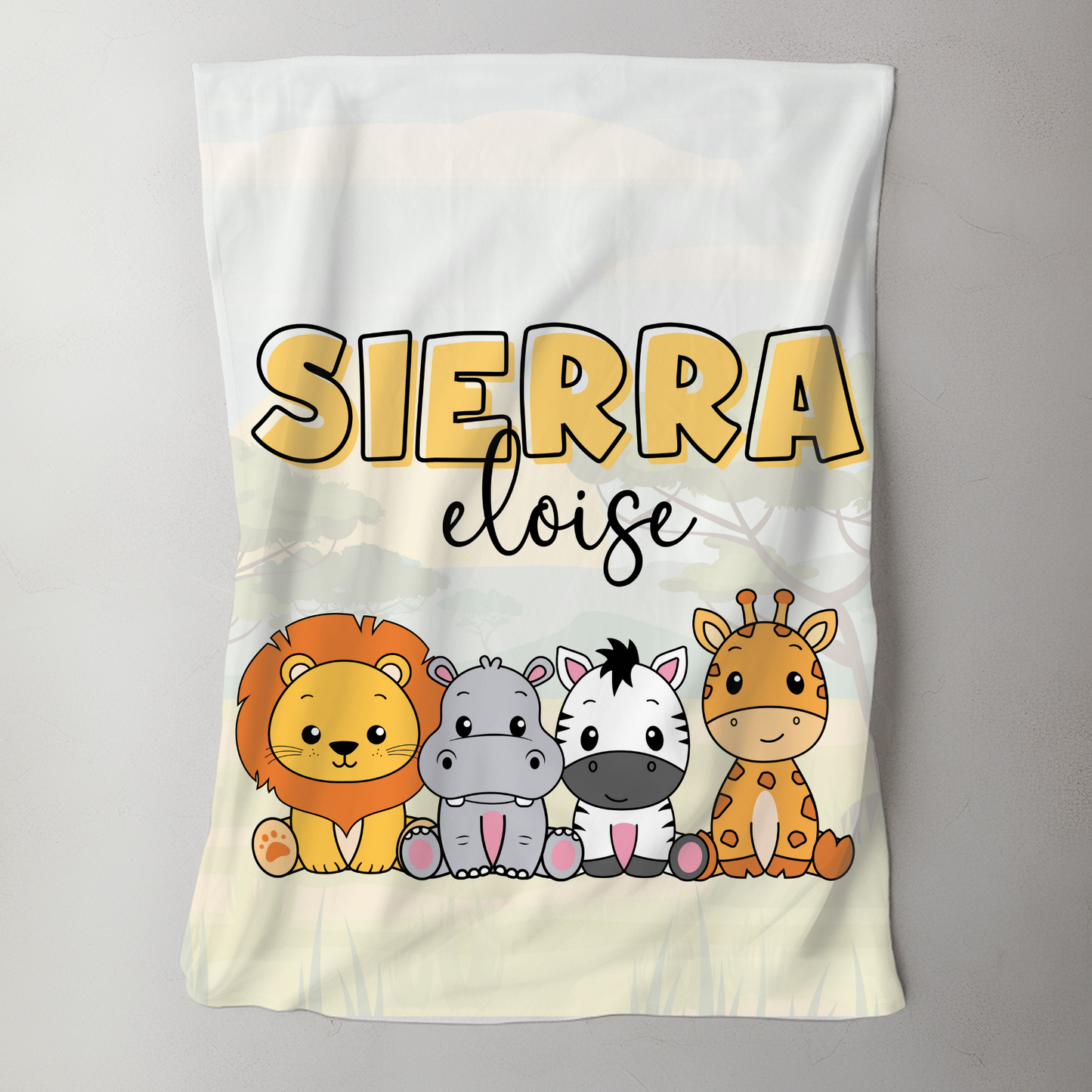 Custom Name Baby Blanket - Safari Name