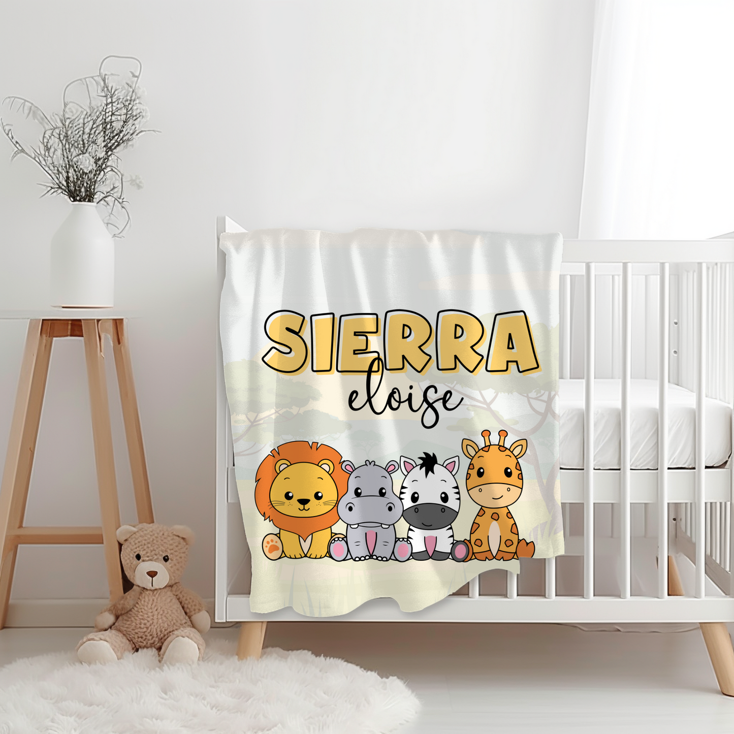 Custom Name Baby Blanket - Safari Name