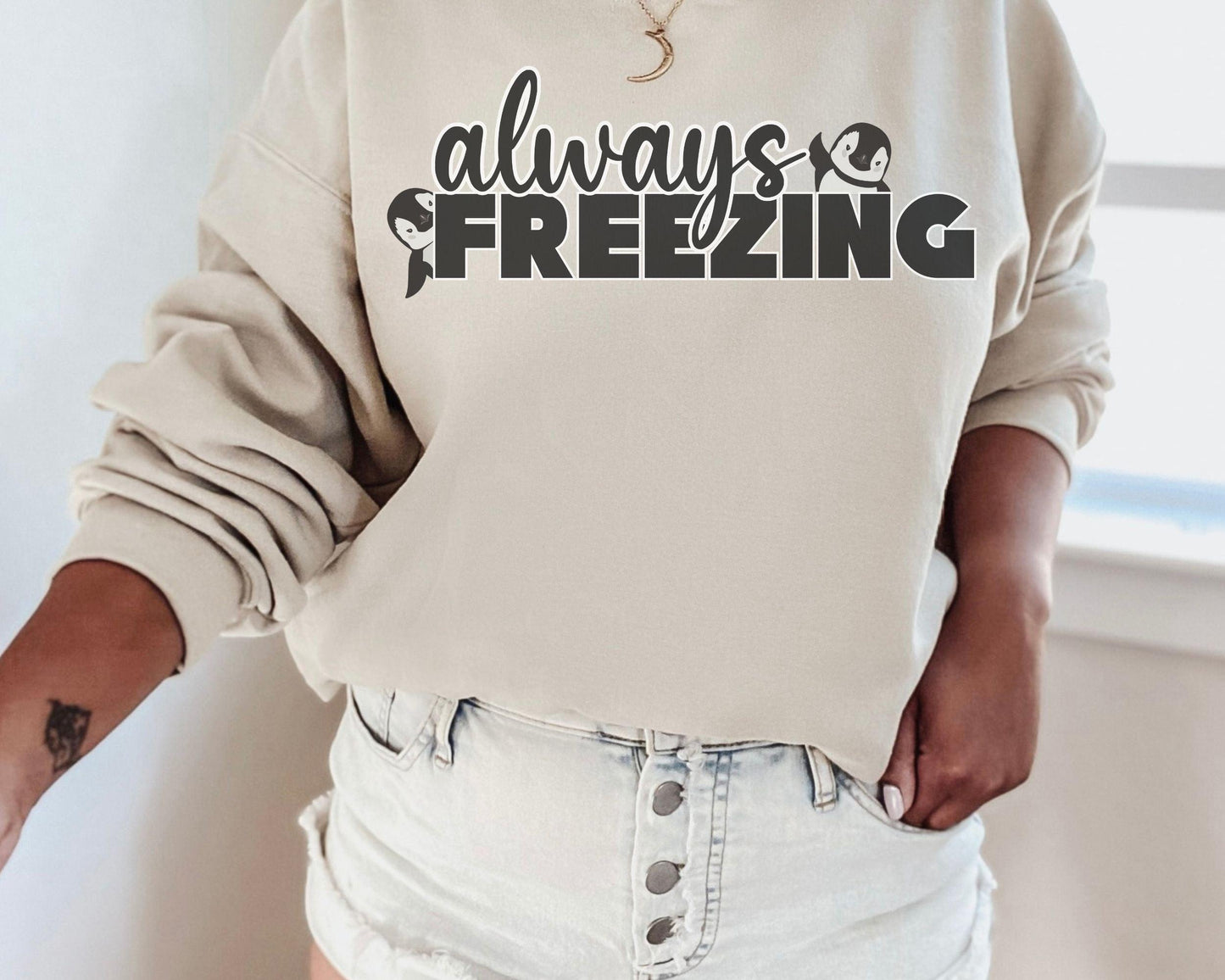 Always Freezing Penguin Crewneck - BentleyBlueCo