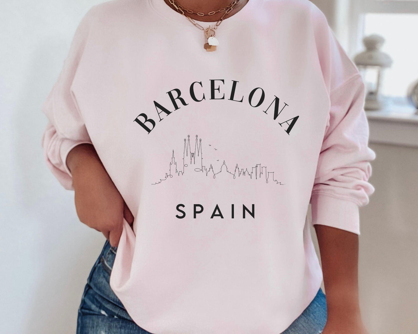 Barcelona Spain Crewneck - BentleyBlueCo