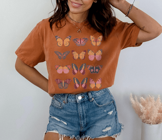 Boho Butterfly Comforrt Colors T-shirt - BentleyBlueCo