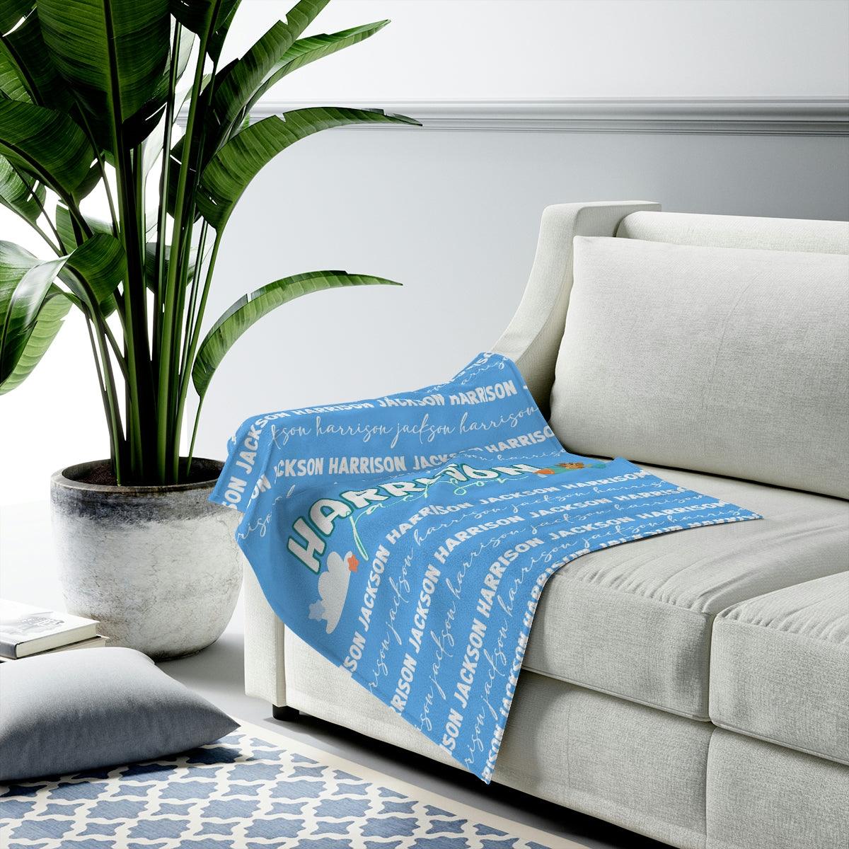 Custom Name Baby Blanket - Airplane - BentleyBlueCo