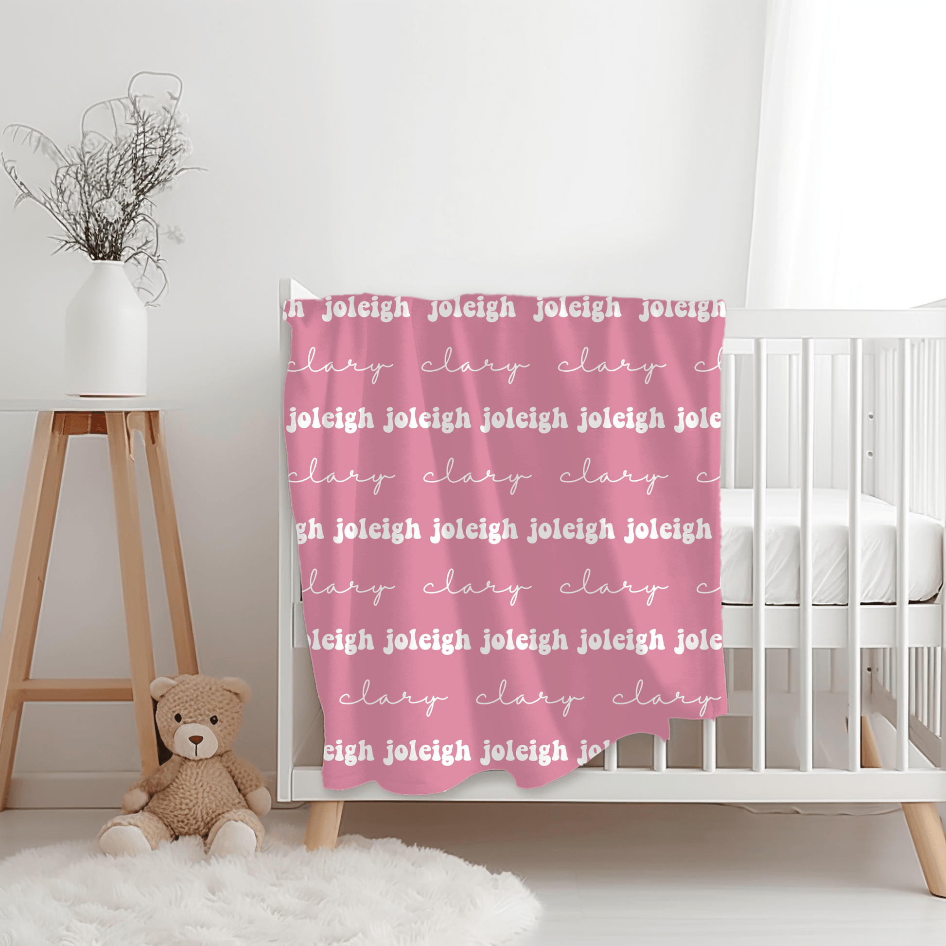 Custom Name Baby Blanket - Dusty Rose - BentleyBlueCo