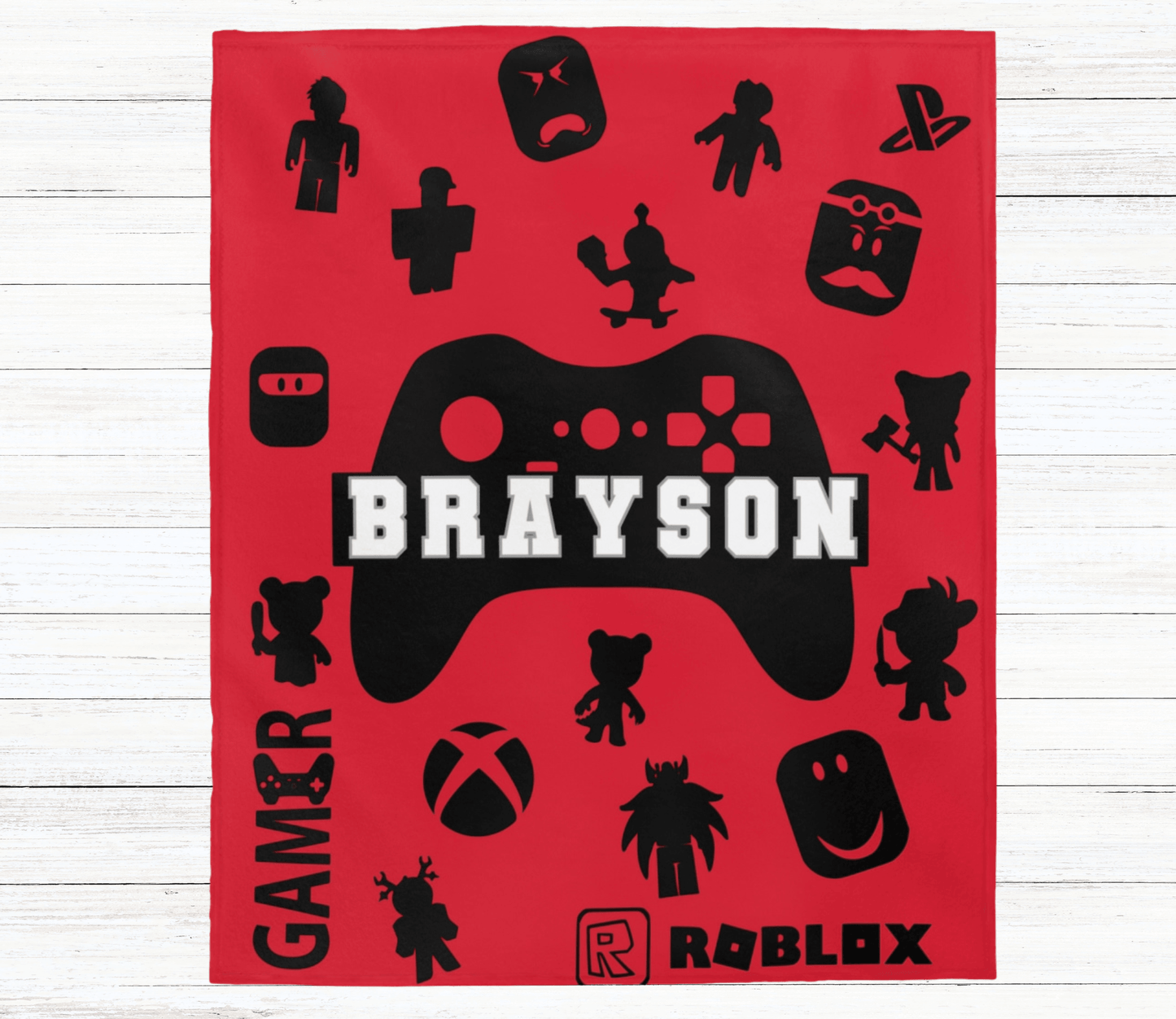 Custom Name Baby Blanket - Gamer - BentleyBlueCo