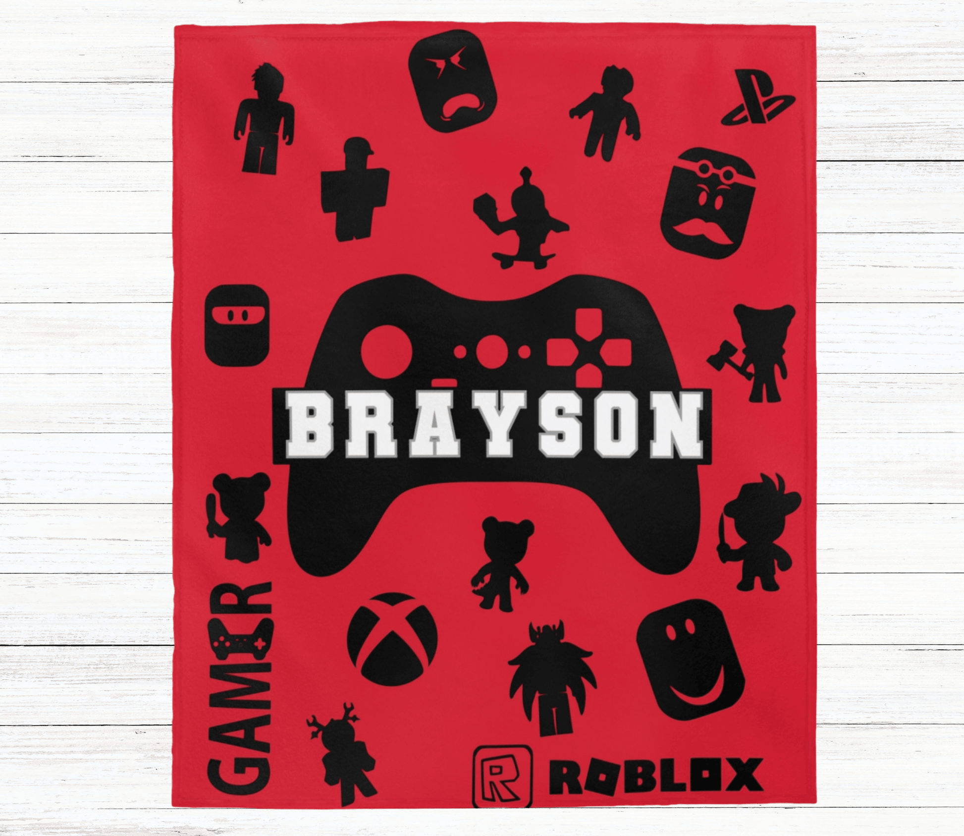 Custom Name Baby Blanket - Gamer - BentleyBlueCo