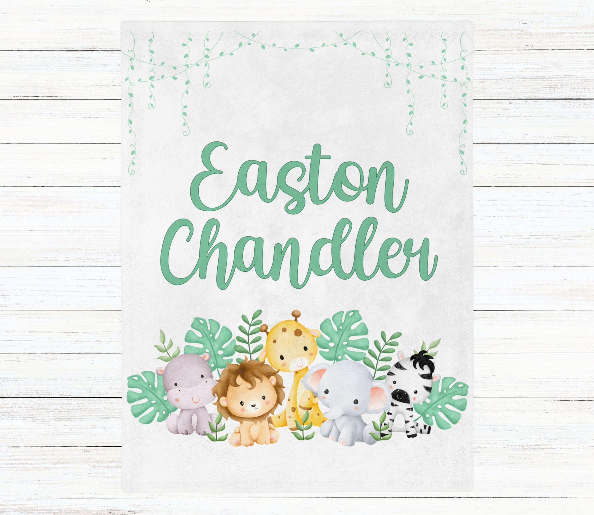 Custom Name Baby Blanket - Jungle - BentleyBlueCo