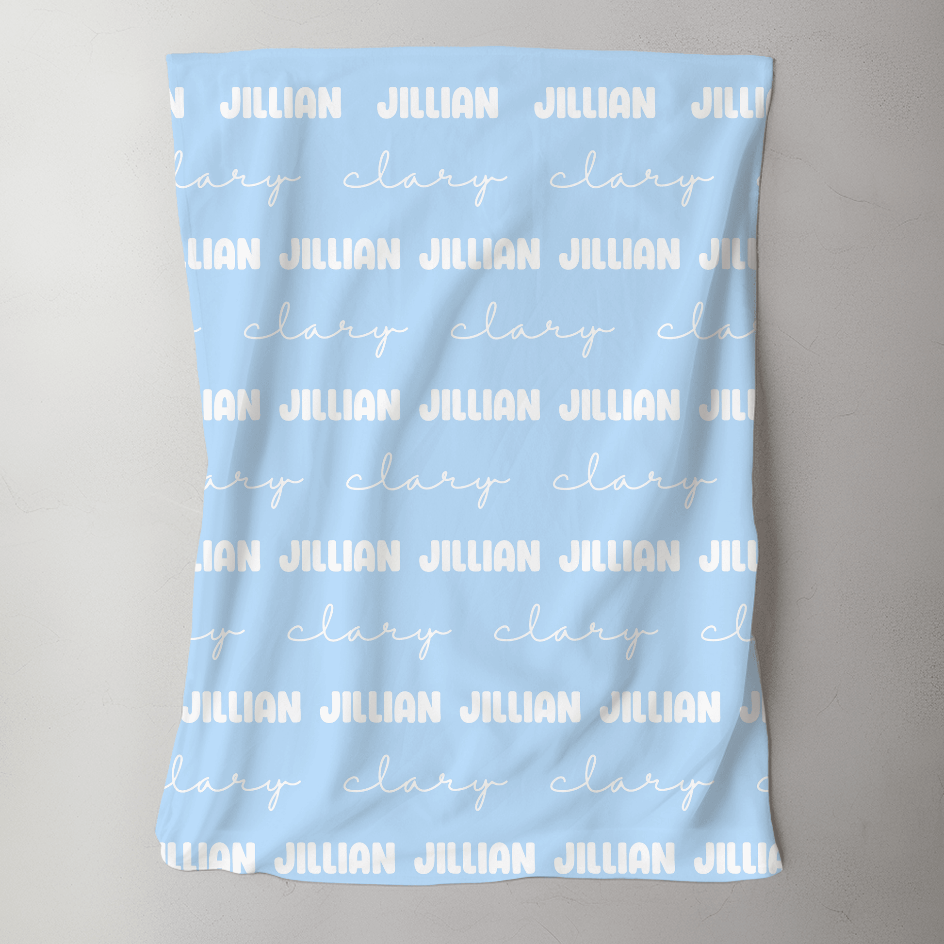 Custom Name Baby Blanket - Light Blue - BentleyBlueCo