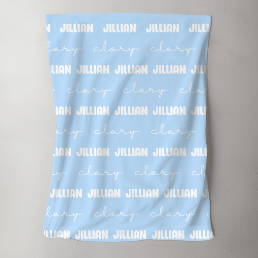Custom Name Baby Blanket - Light Blue - BentleyBlueCo