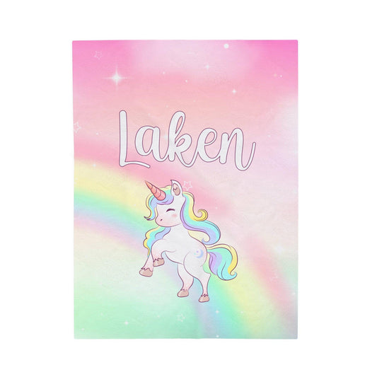 Custom Name Baby Blanket - Ombre Unicorn - BentleyBlueCo
