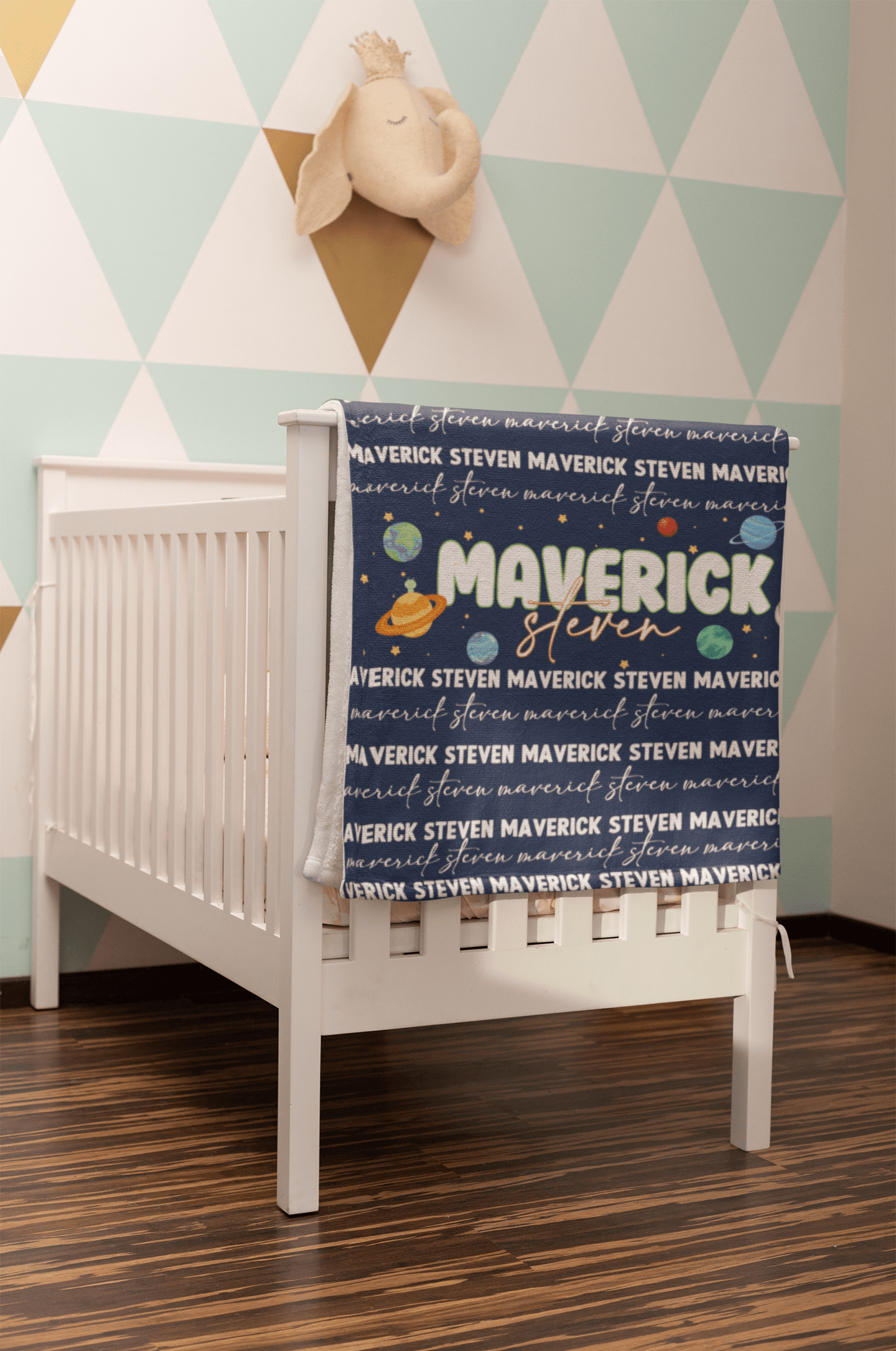 Custom Name Baby Blanket - Outer Space - BentleyBlueCo