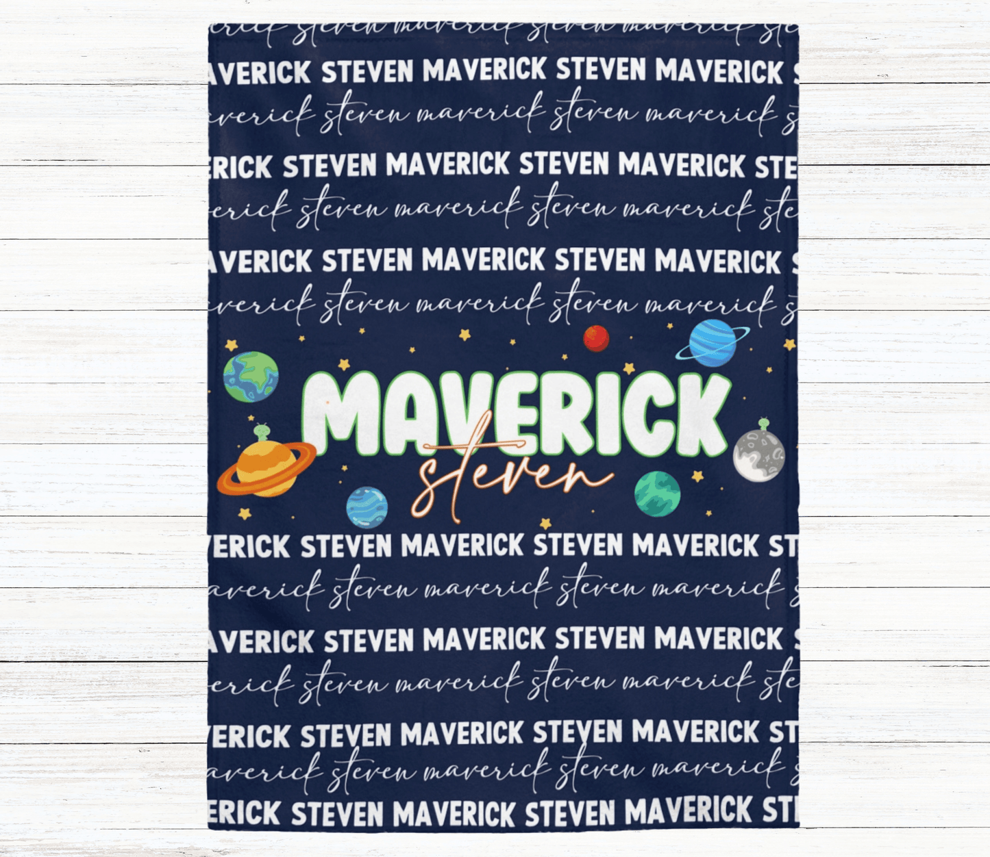 Custom Name Baby Blanket - Outer Space - BentleyBlueCo