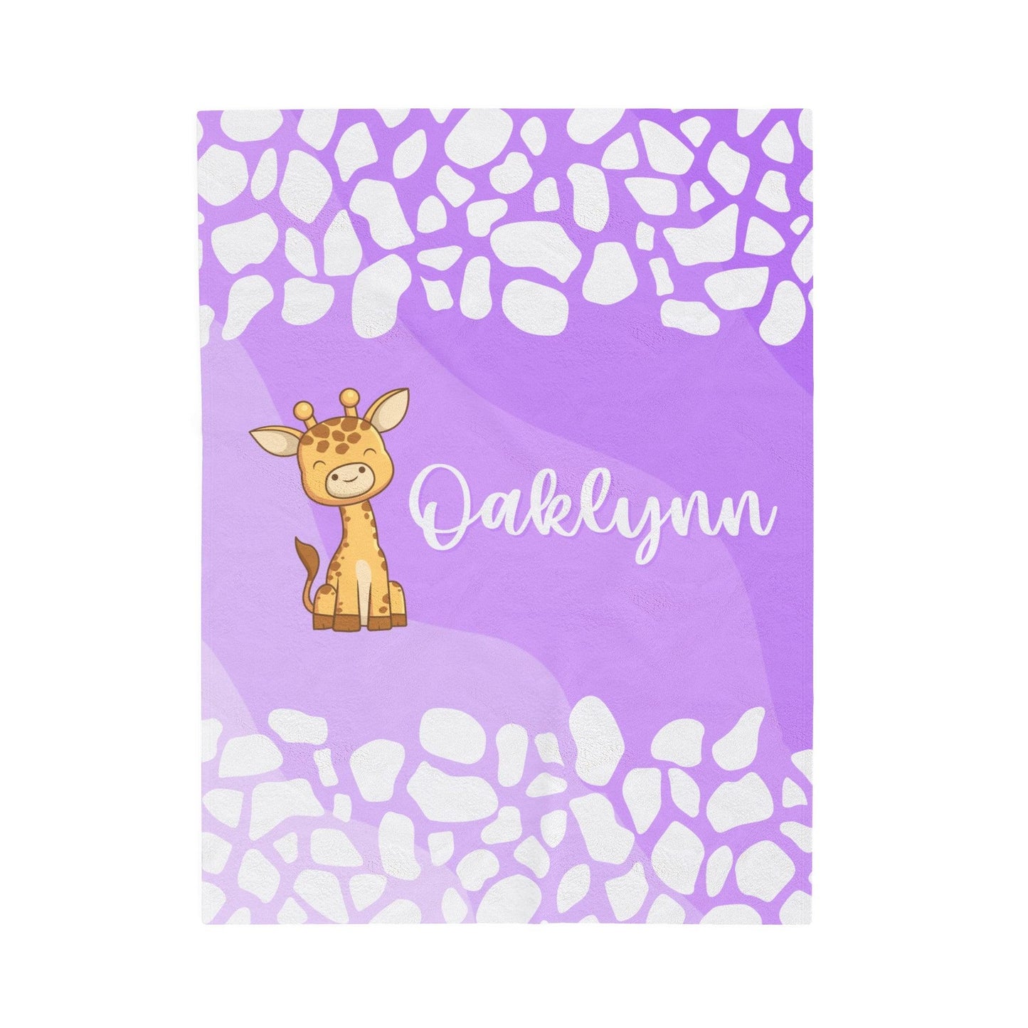 Custom Name Baby Blanket - Purple Giraffe - BentleyBlueCo