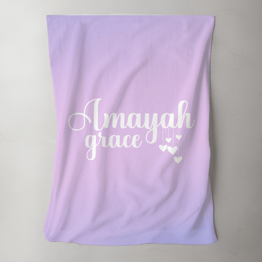 Custom Name Baby Blanket - Purple Ombre - BentleyBlueCo