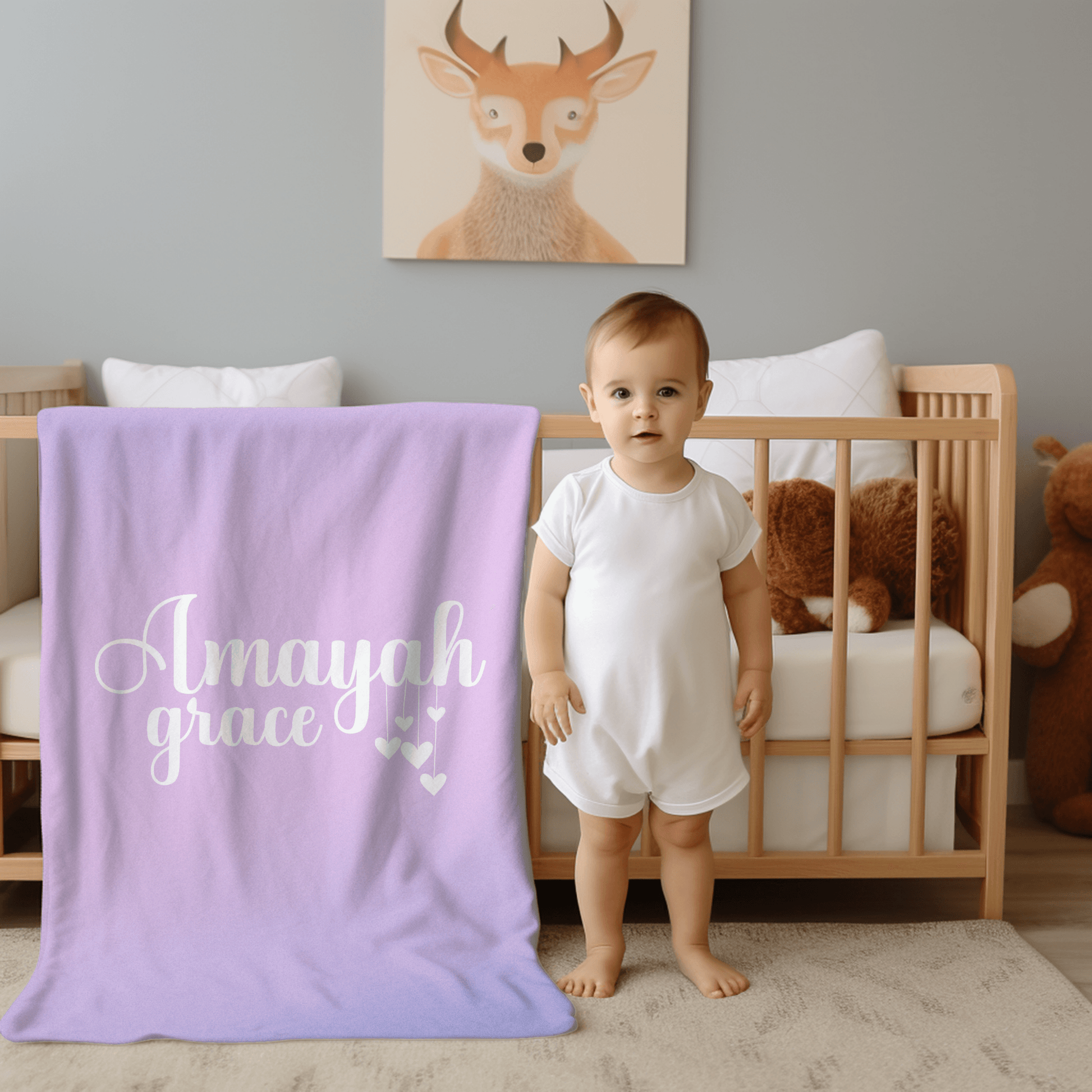 Custom Name Baby Blanket - Purple Ombre - BentleyBlueCo