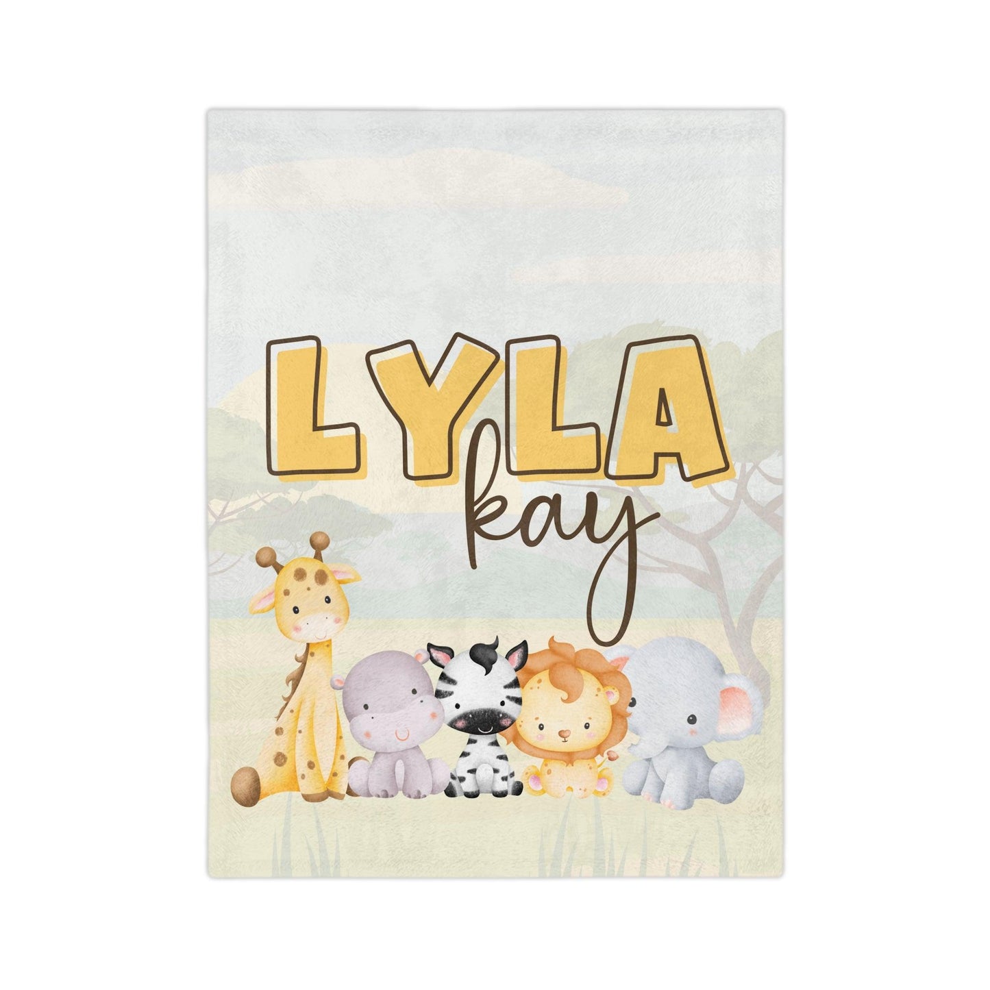 Custom Name Baby Blanket - Safari Name - BentleyBlueCo