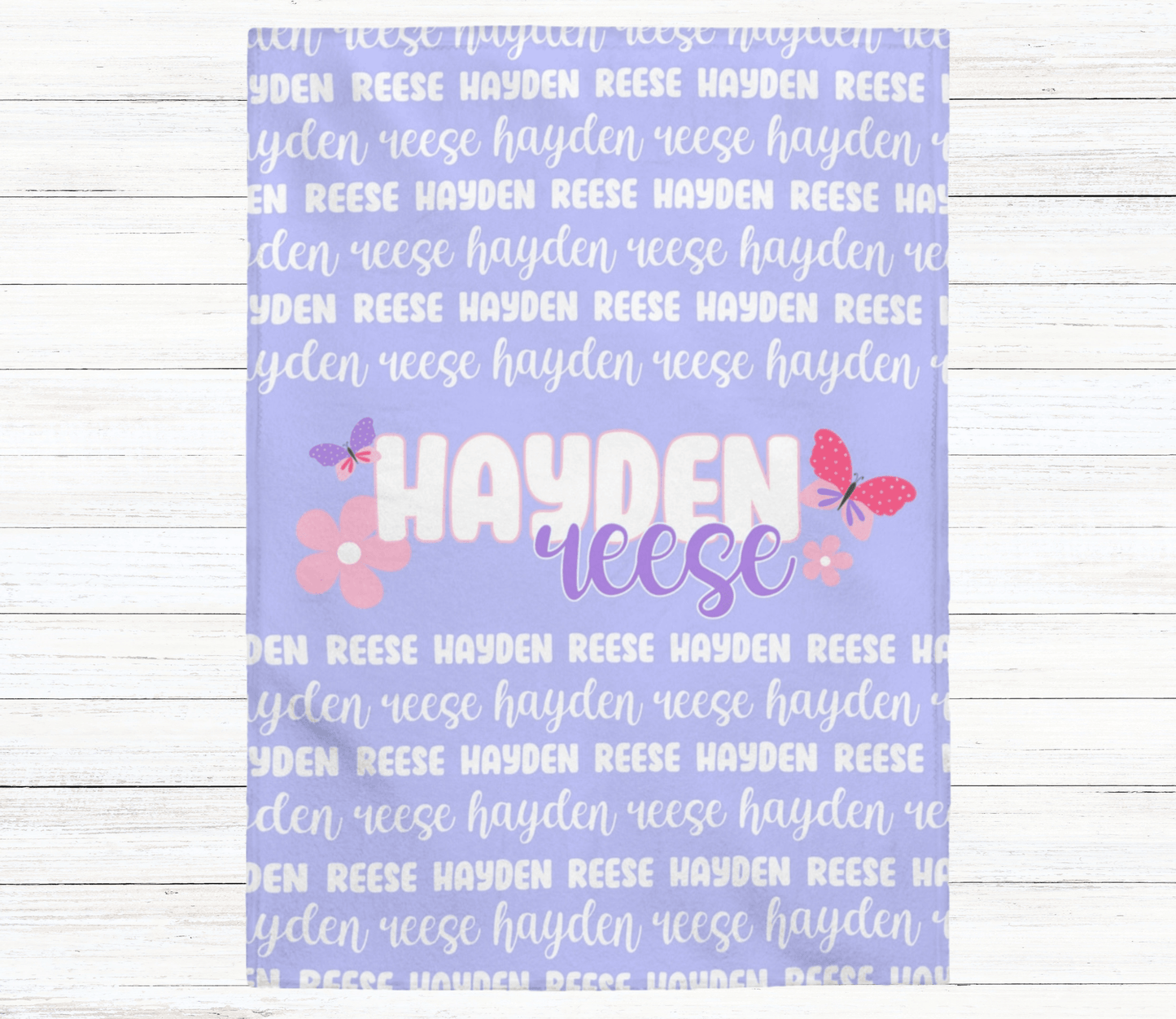 Custom Name Baby Blanket - Spring Butterfly - BentleyBlueCo