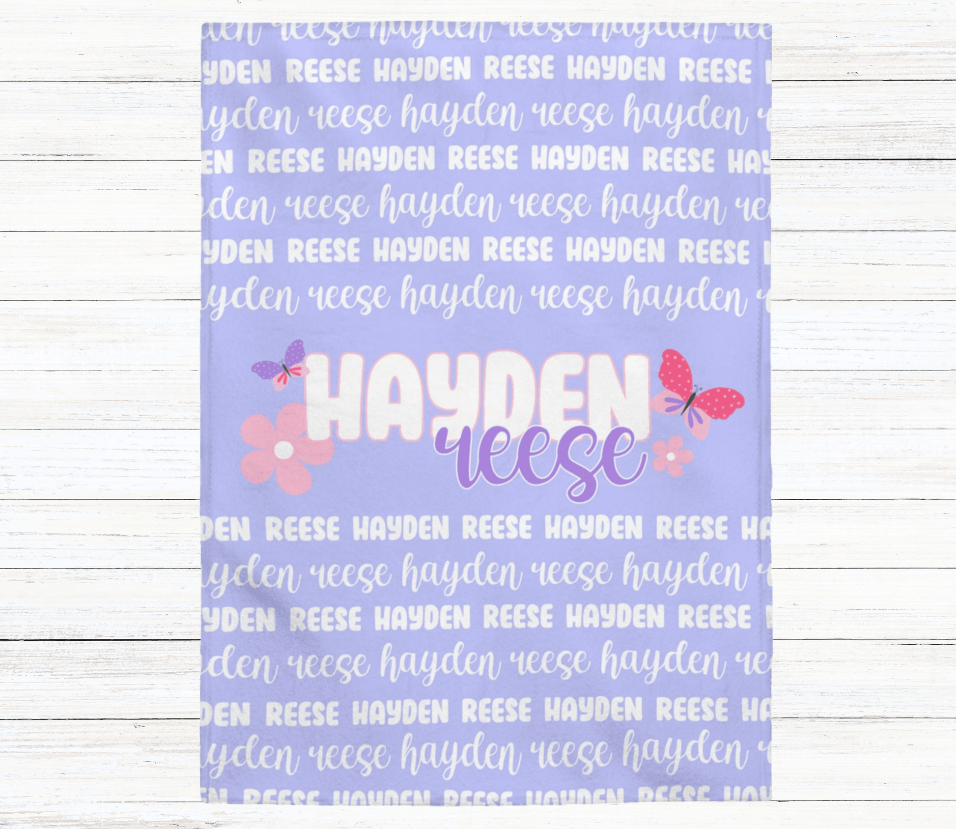 Custom Name Baby Blanket - Spring Butterfly - BentleyBlueCo