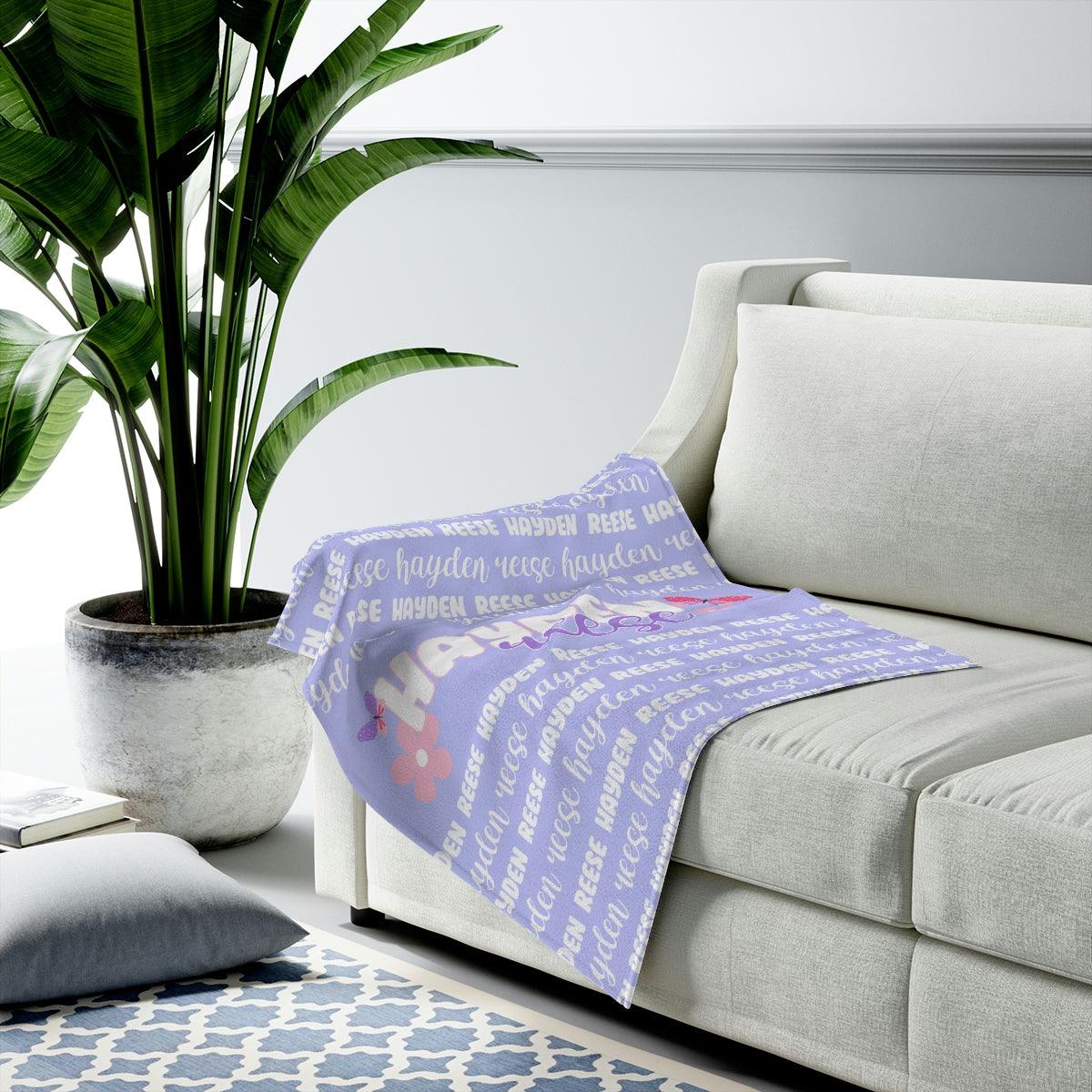 Custom Name Baby Blanket - Spring Butterfly - BentleyBlueCo