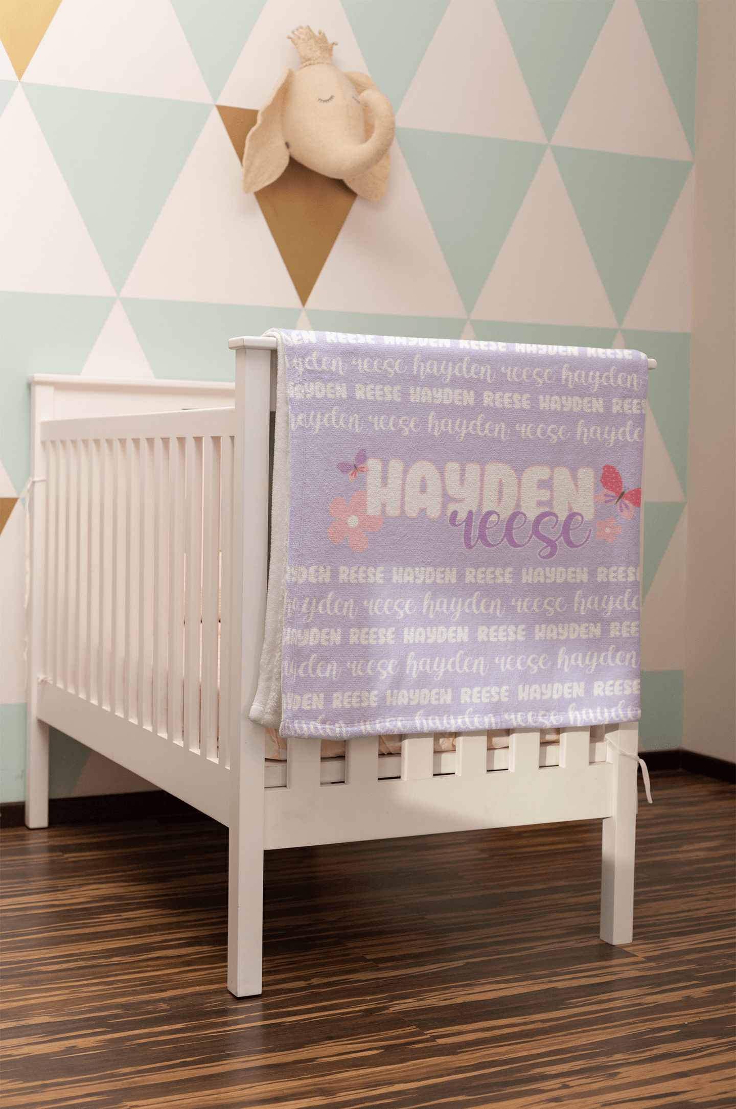 Custom Name Baby Blanket - Spring Butterfly - BentleyBlueCo