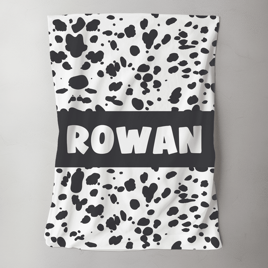 Custom Name Blanket - Dalmatian Print - BentleyBlueCo