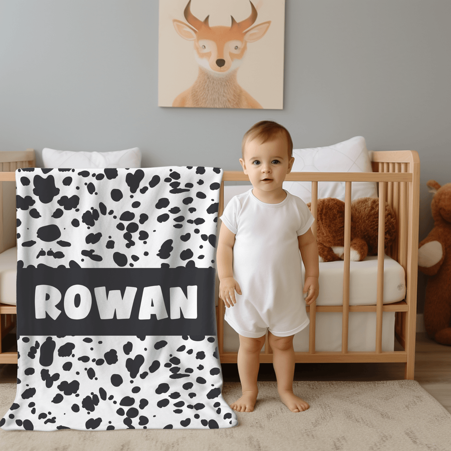 Custom Name Blanket - Dalmatian Print - BentleyBlueCo