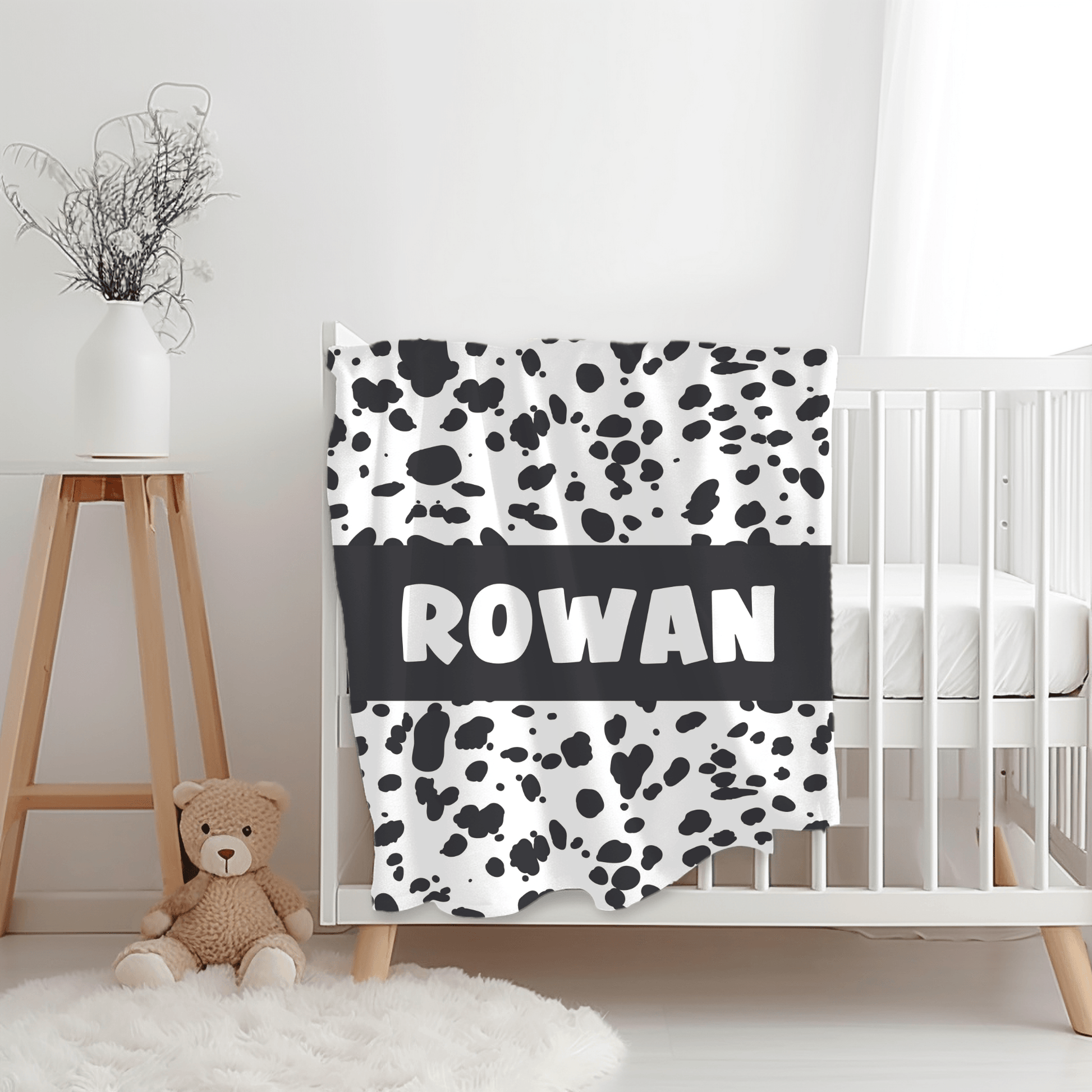 Custom Name Blanket - Dalmatian Print - BentleyBlueCo