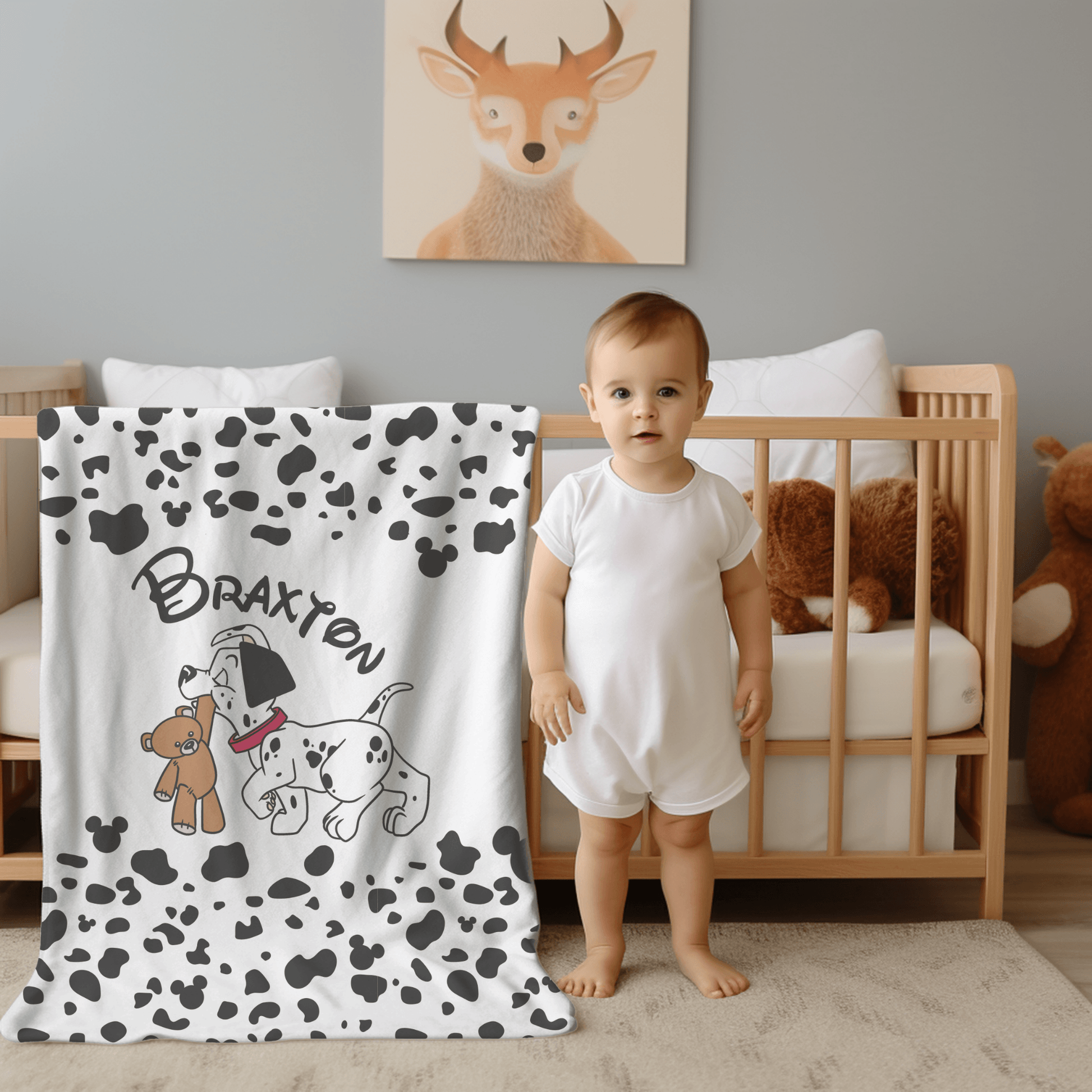 Custom Name Blanket - Dalmatian Puppy - BentleyBlueCo